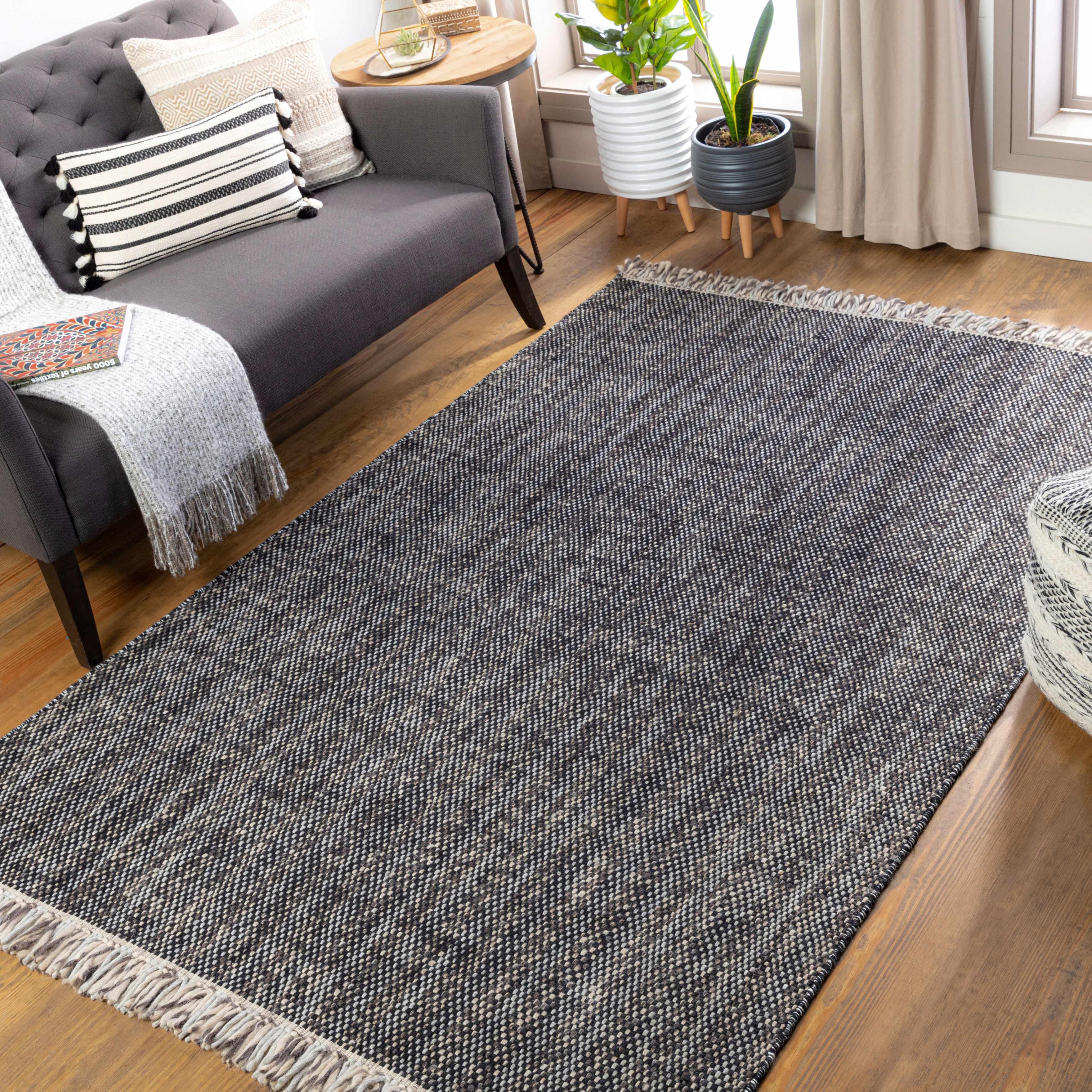 Kenora Charcoal Wool Area Rug - Clearance - PRHOMZ