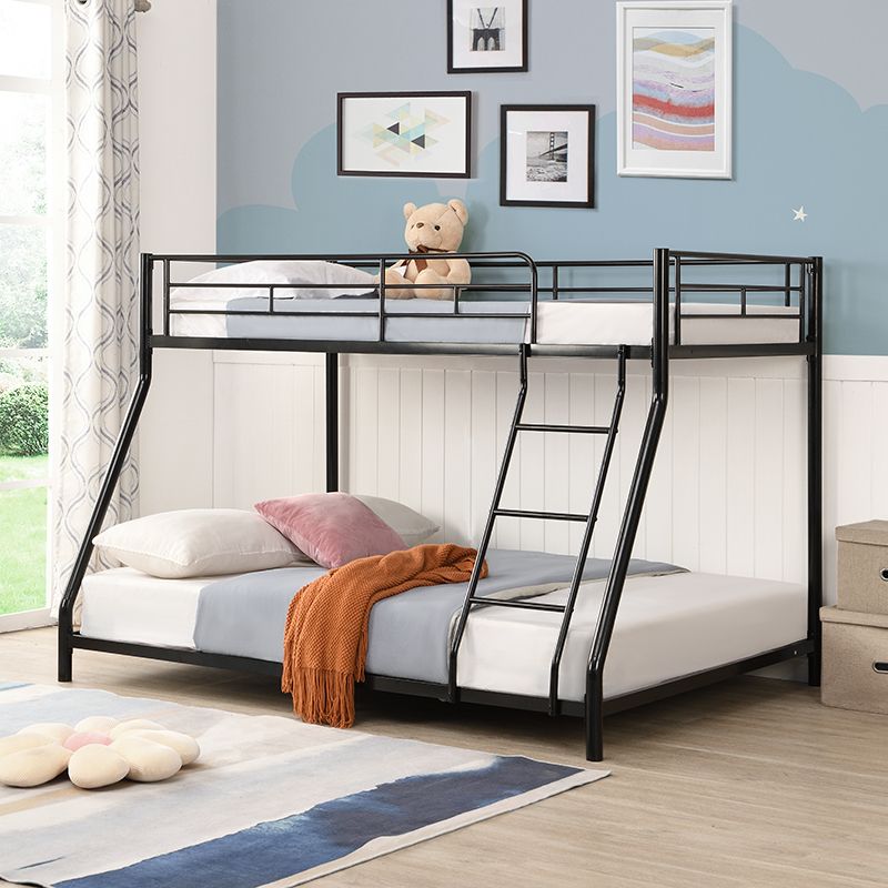 Kids Shared Room Twin Over Full Metal Bunk Bed with Ladder, Black | Just Better Bunk Beds