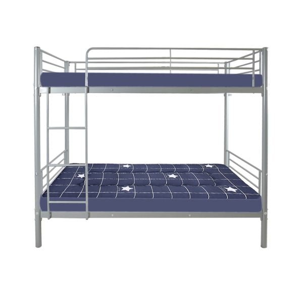 Kids Shared Room Twin Over Twin Iron Bunk Bed with Ladder Gray | Just Better Bunk Beds