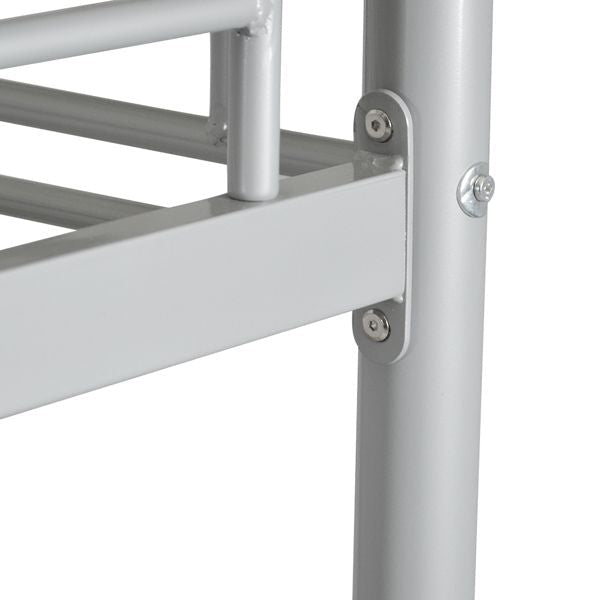 Kids Shared Room Twin Over Twin Iron Bunk Bed with Ladder Gray | Just Better Bunk Beds