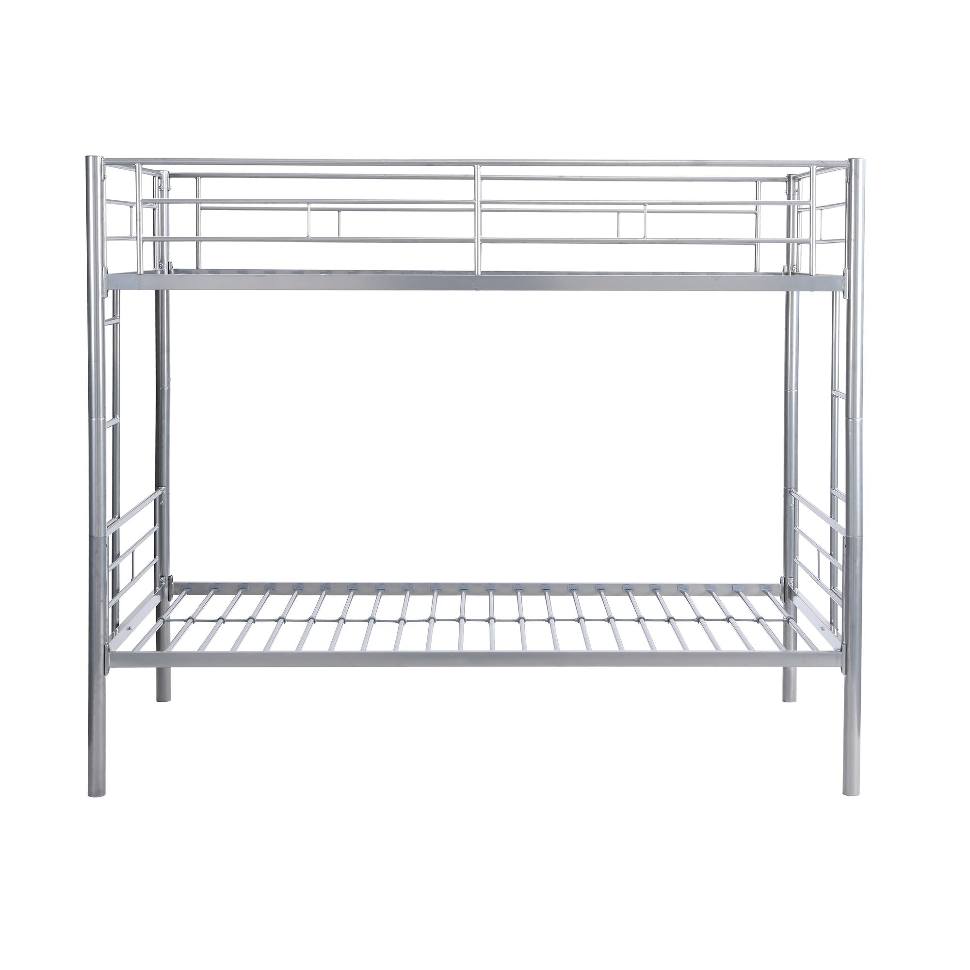 Kids Shared Room Twin Over Twin Metal Bunk Bed with 2 Ladders and Full-Length Guardrail, Black | Just Better Bunk Beds