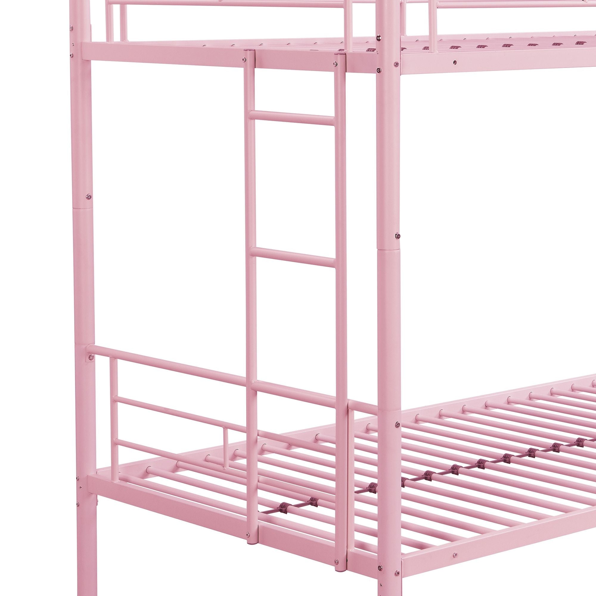 Kids Shared Room Twin Over Twin Metal Bunk Bed with 2 Ladders and Full-Length Guardrail, Black | Just Better Bunk Beds