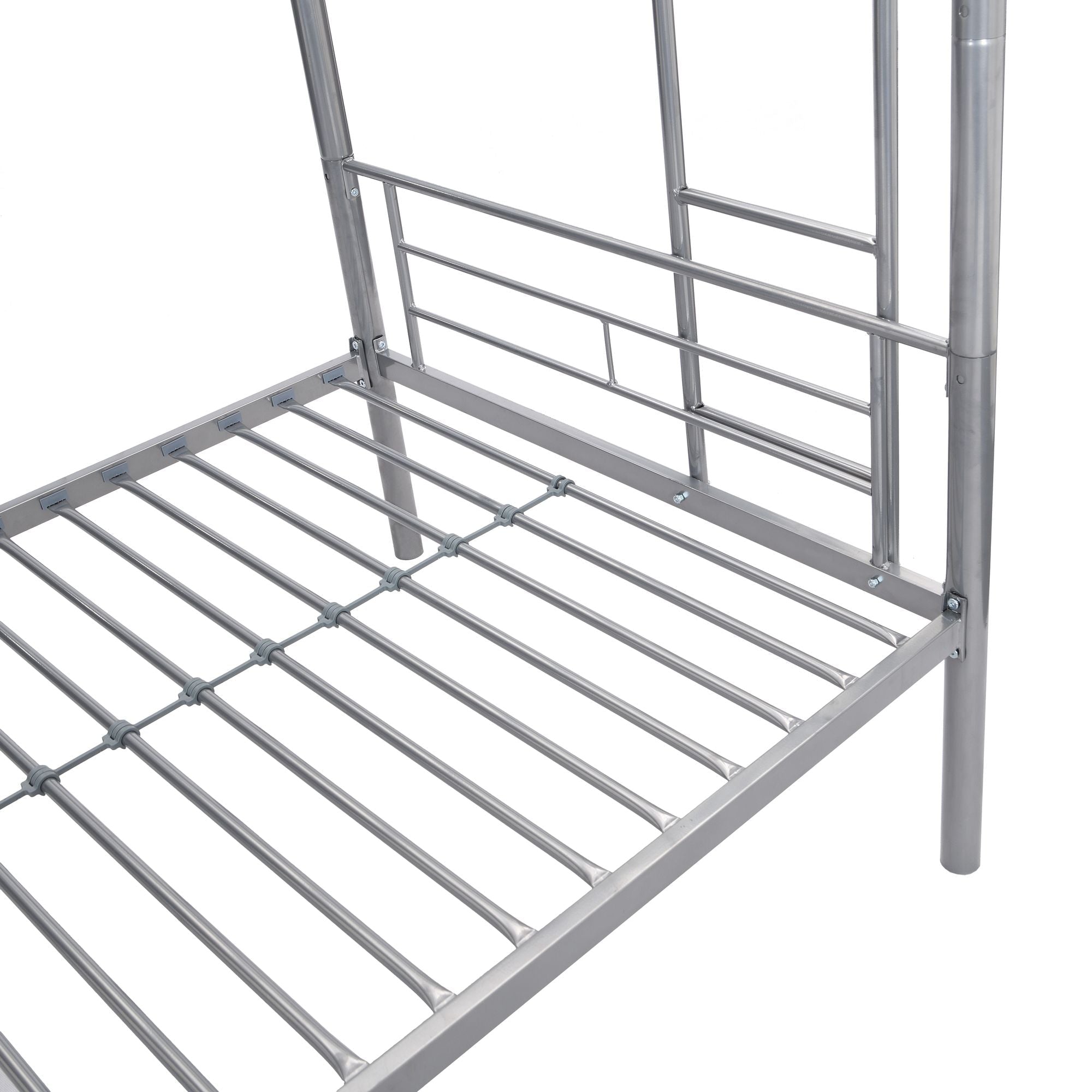 Kids Shared Room Twin Over Twin Metal Bunk Bed with 2 Ladders and Full-Length Guardrail, Black | Just Better Bunk Beds