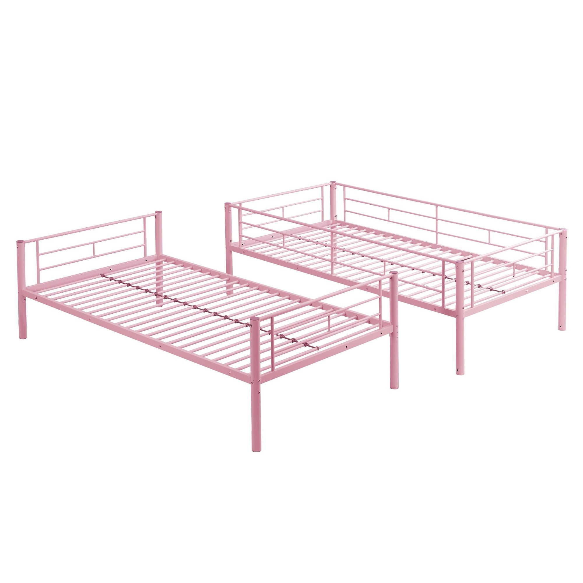 Kids Shared Room Twin Over Twin Metal Bunk Bed with 2 Ladders and Full-Length Guardrail, Black | Just Better Bunk Beds