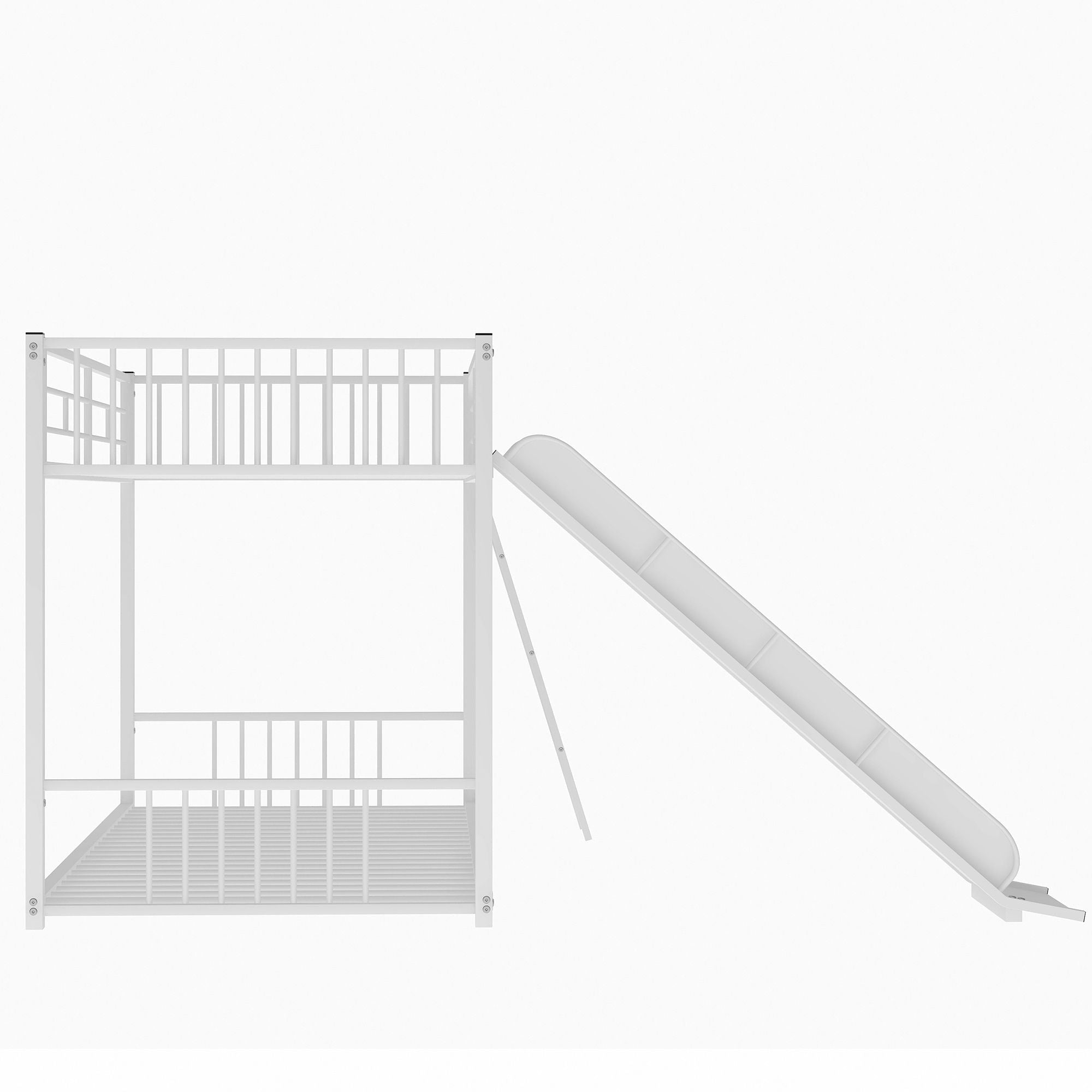 Kids Shared Room Twin Over Twin Metal Bunk Bed with Slide, Ladder, White or Black | Just Better Bunk Beds