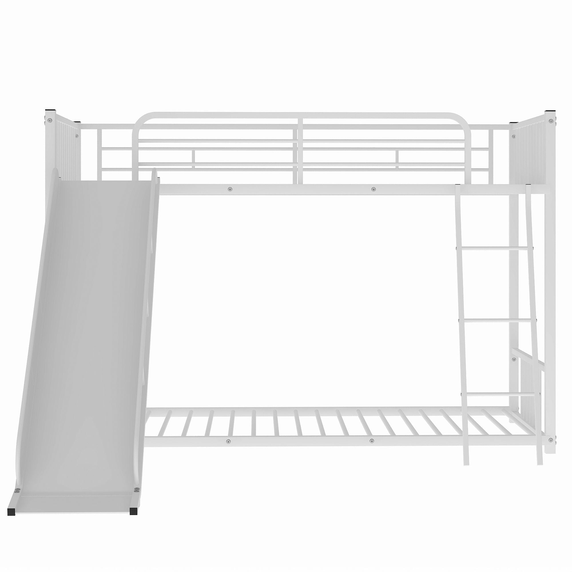 Kids Shared Room Twin Over Twin Metal Bunk Bed with Slide, Ladder, White or Black | Just Better Bunk Beds