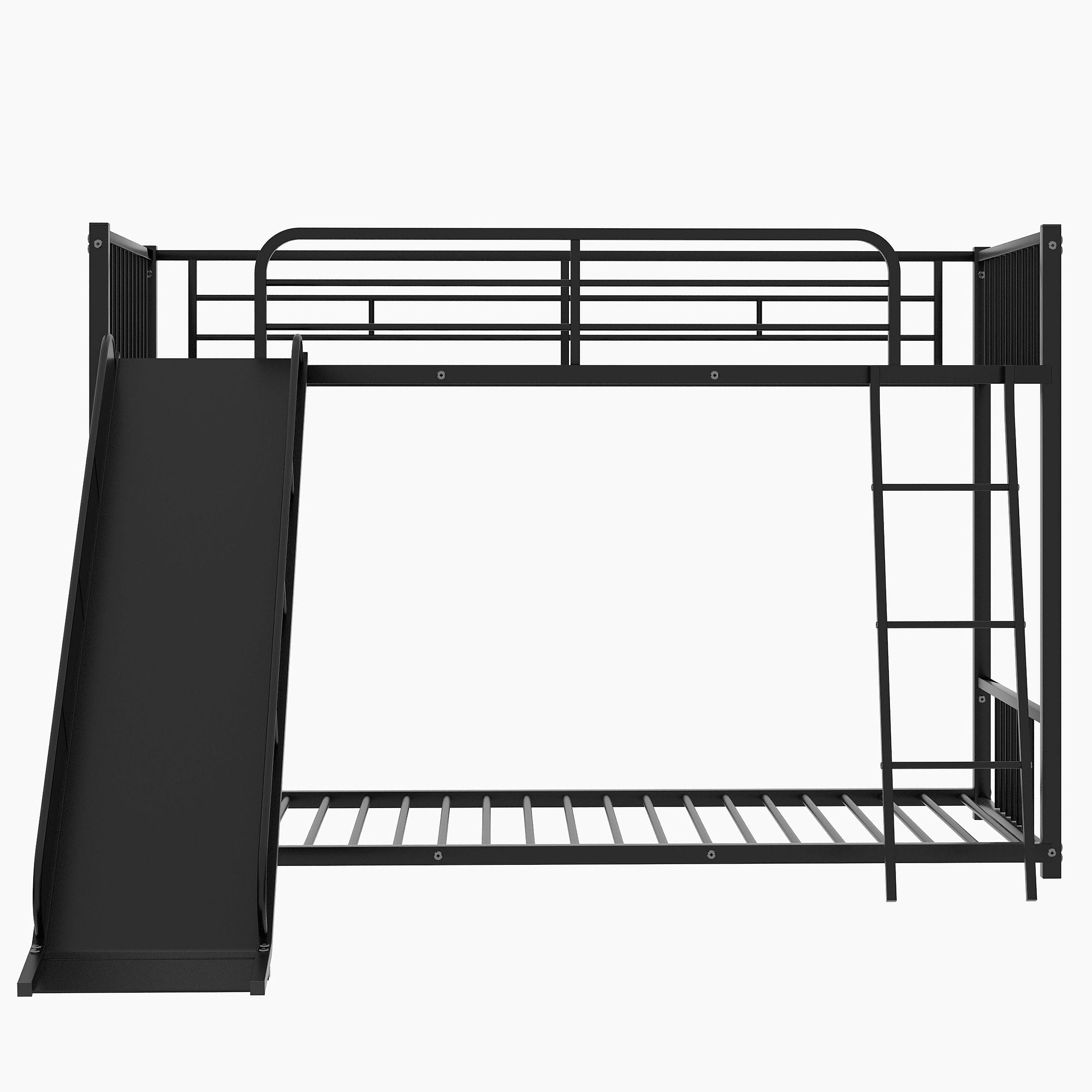 Kids Shared Room Twin Over Twin Metal Bunk Bed with Slide, Ladder, White or Black | Just Better Bunk Beds