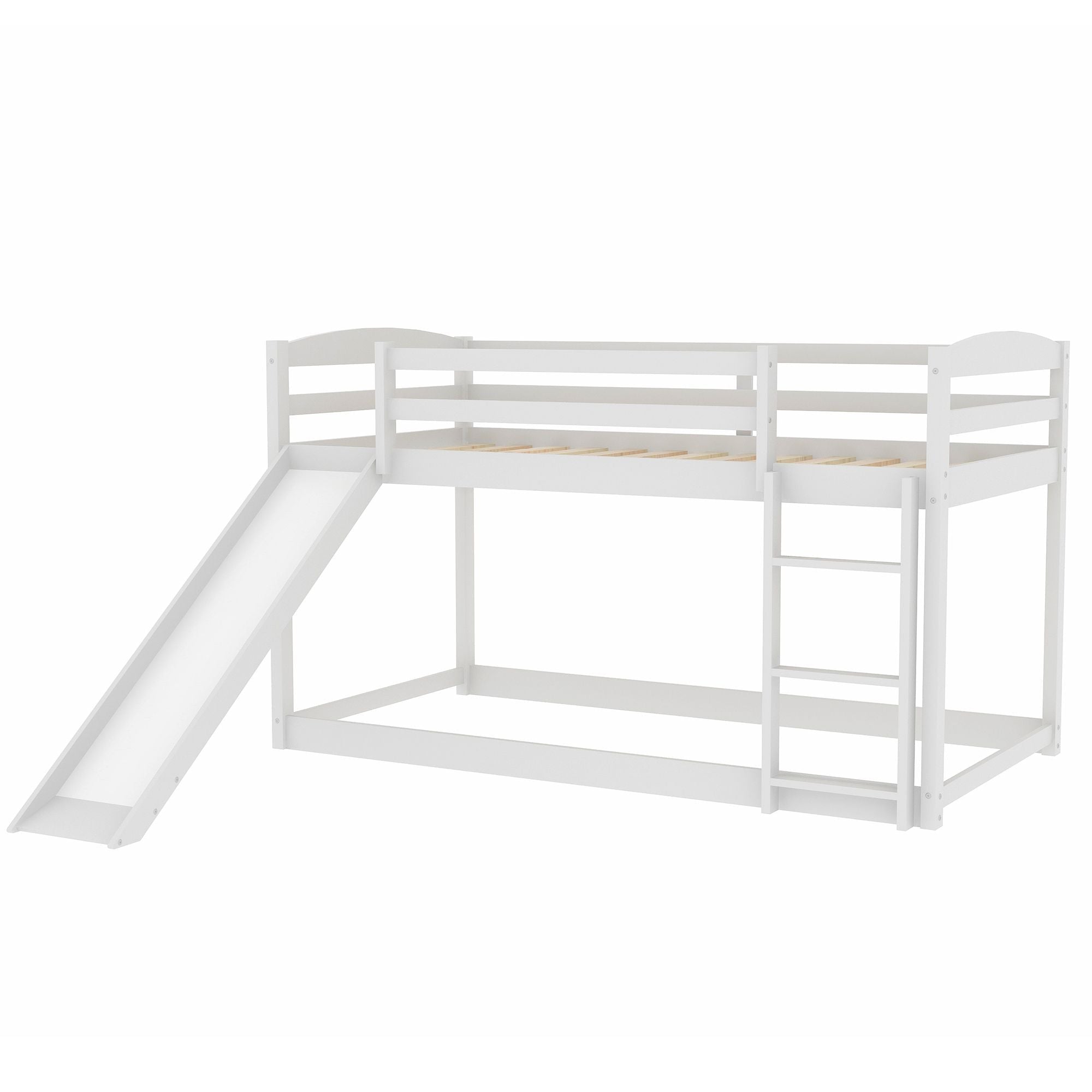 Kids Shared Room Twin over Twin Wood Bunk Bed with Convertible Slide and Ladder Gray | Just Better Bunk Beds