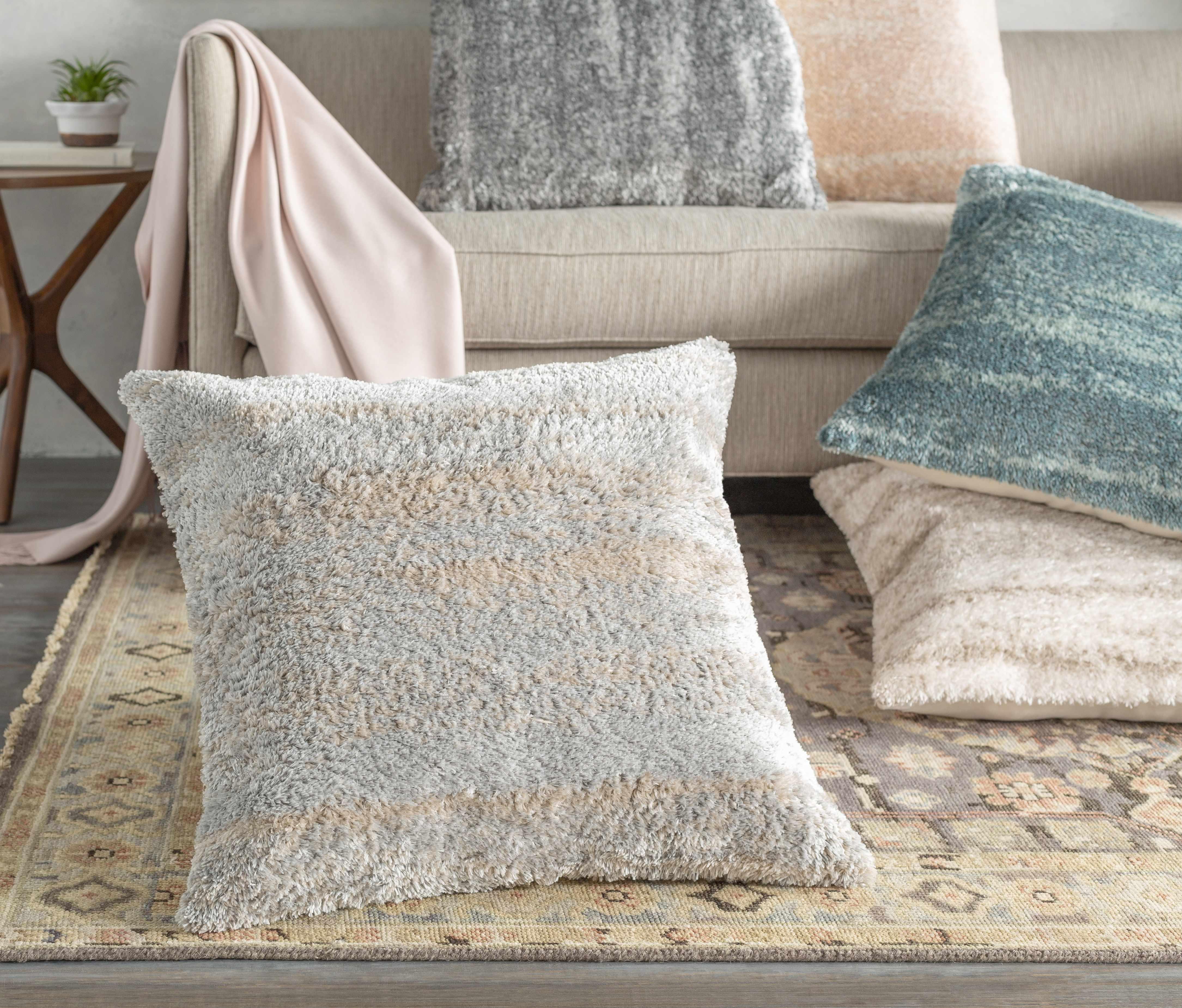 Kinnear Plush Gray&Beige Throw Pillow - Clearance - PRHOMZ