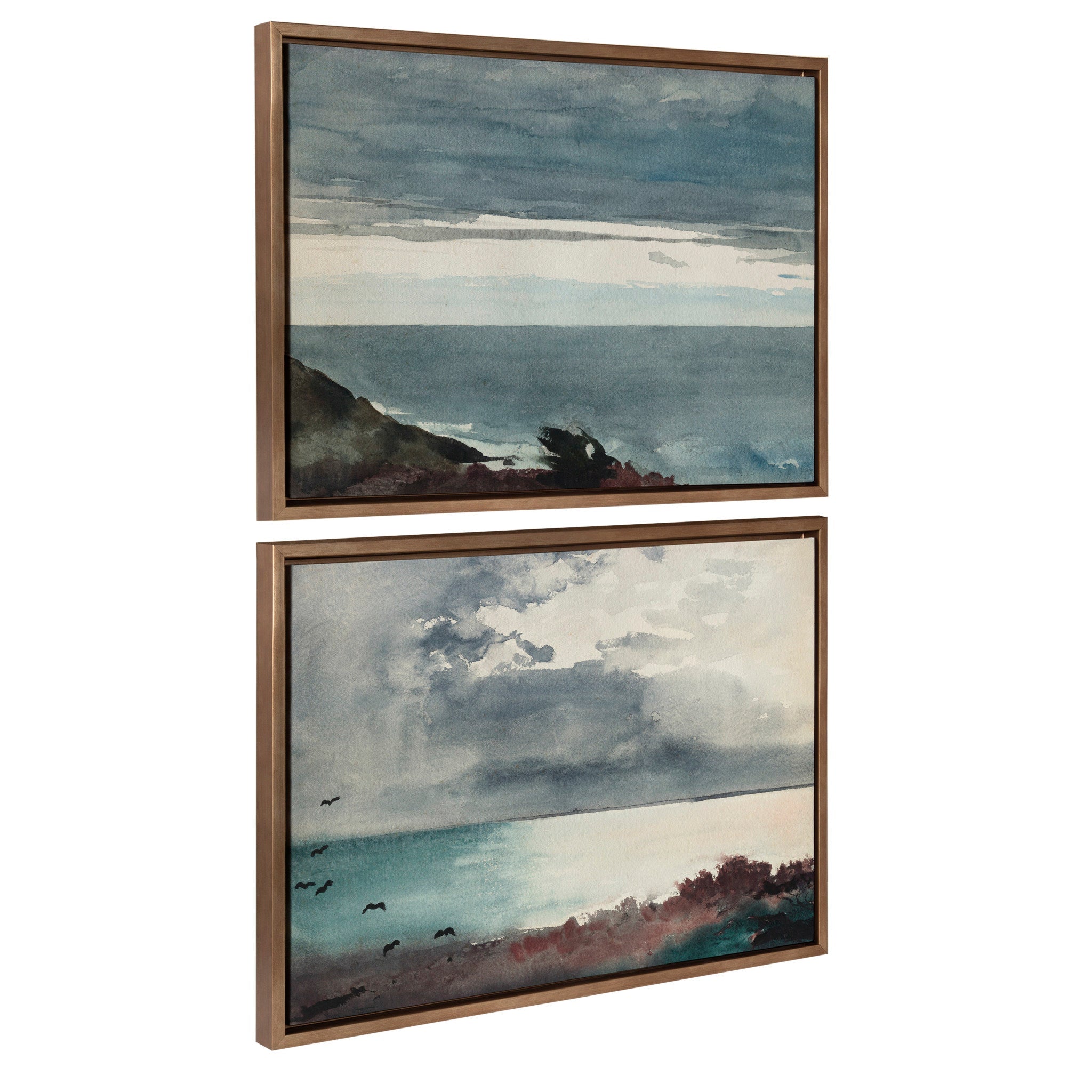 Sylvie Winslow Homer Prouts Neck Evening 1894 and Winslow Homer Breaking Storm Coast of Maine 1894 Framed Canvas by The Art Institute of Chicago
