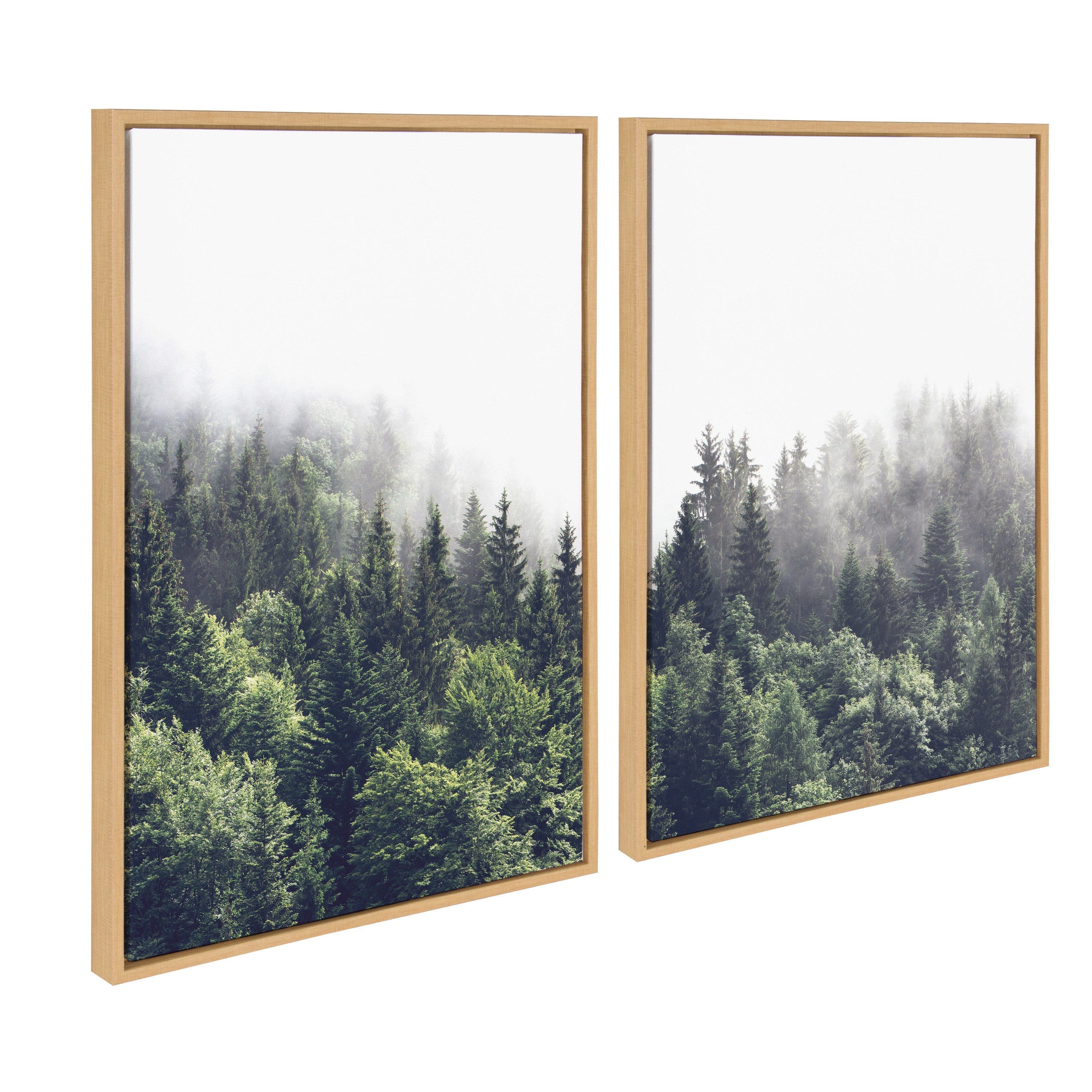 Sylvie Lush Green Forest on a Foggy Day Framed Canvas Set by The Creative Bunch Studio