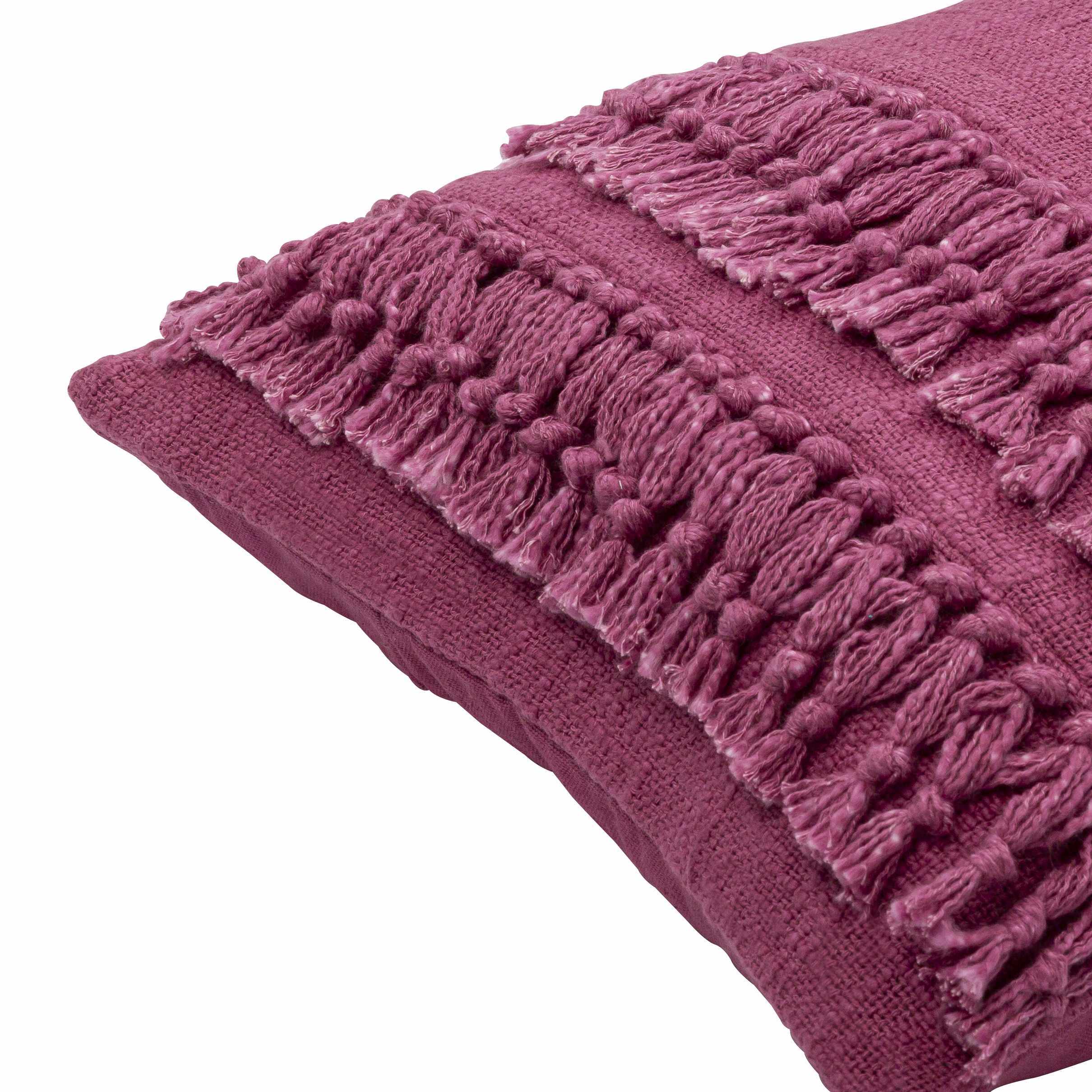 Kiamba Mauve Textured Fringe Throw Pillow - Clearance-1