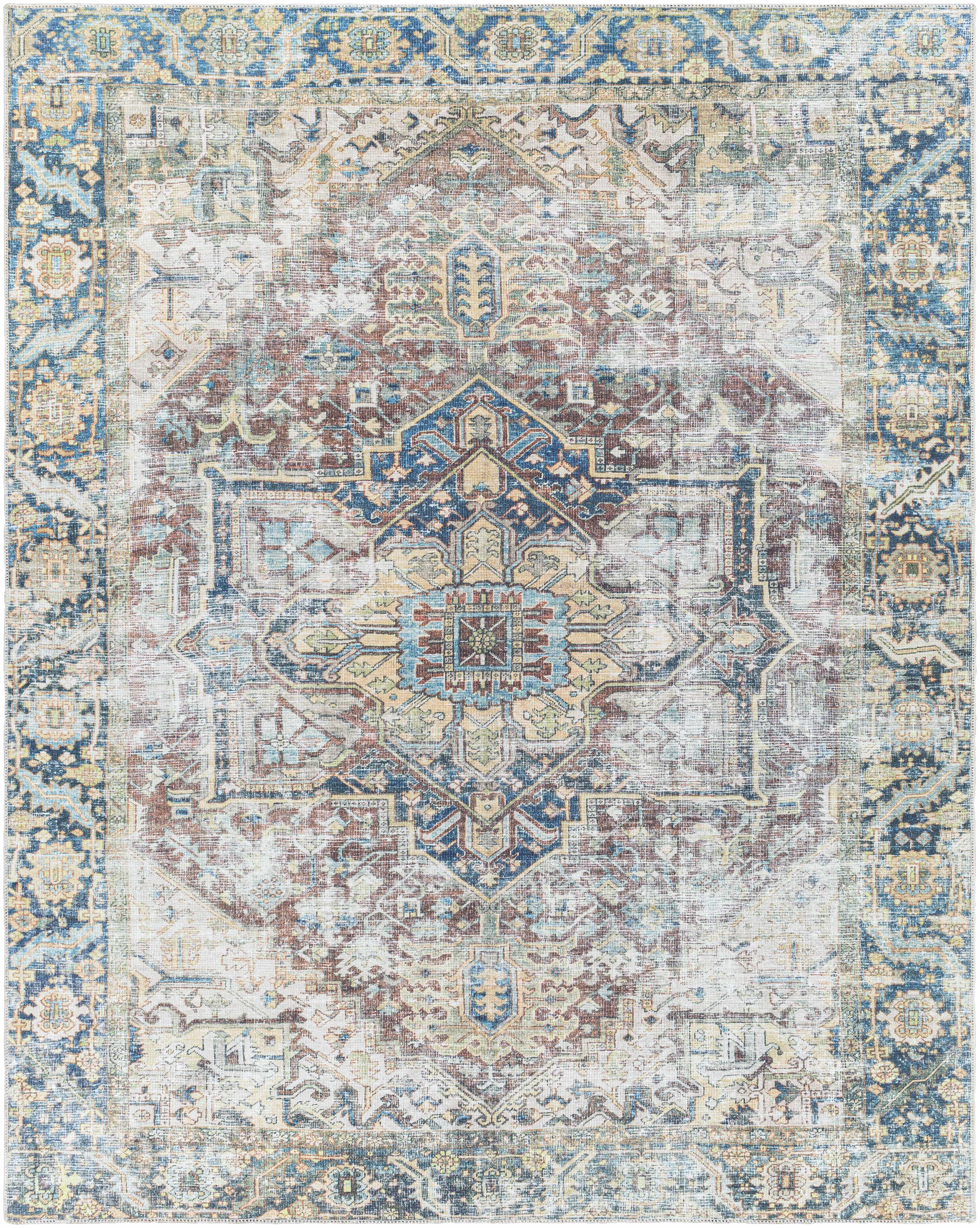 Blue Catigpian Distressed Washable Area Rug