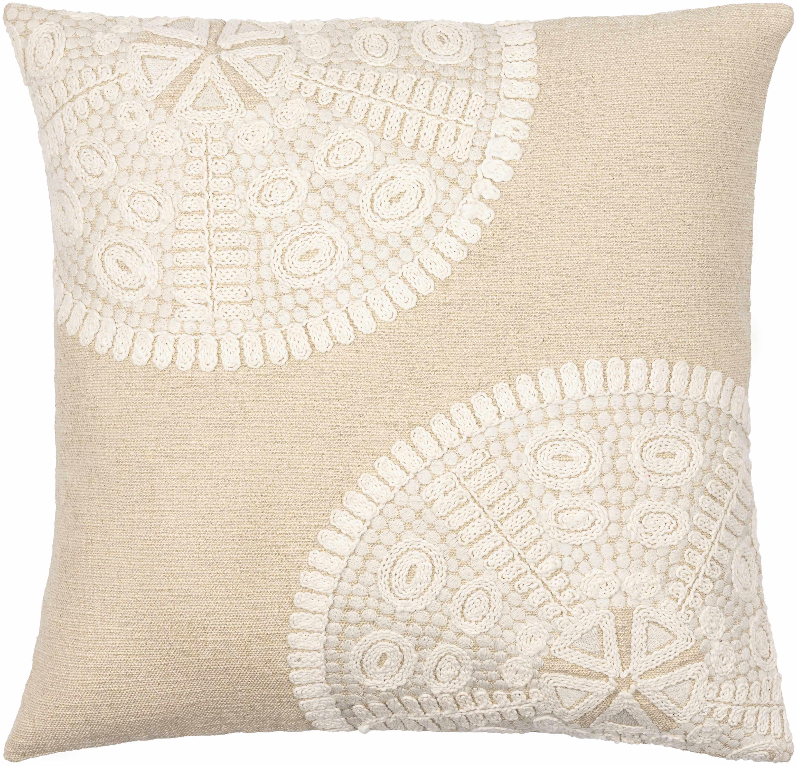 Kinango Beige Embroidered Accent Pillow - Clearance - PRHOMZ