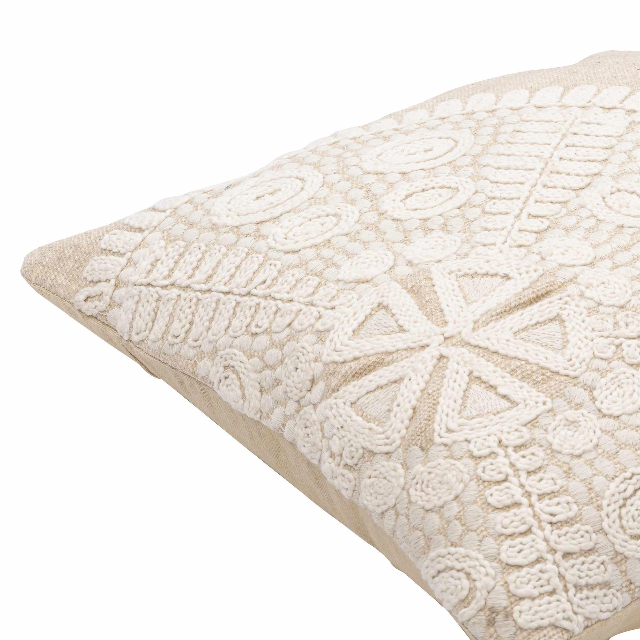 Kinango Beige Embroidered Accent Pillow - Clearance - PRHOMZ