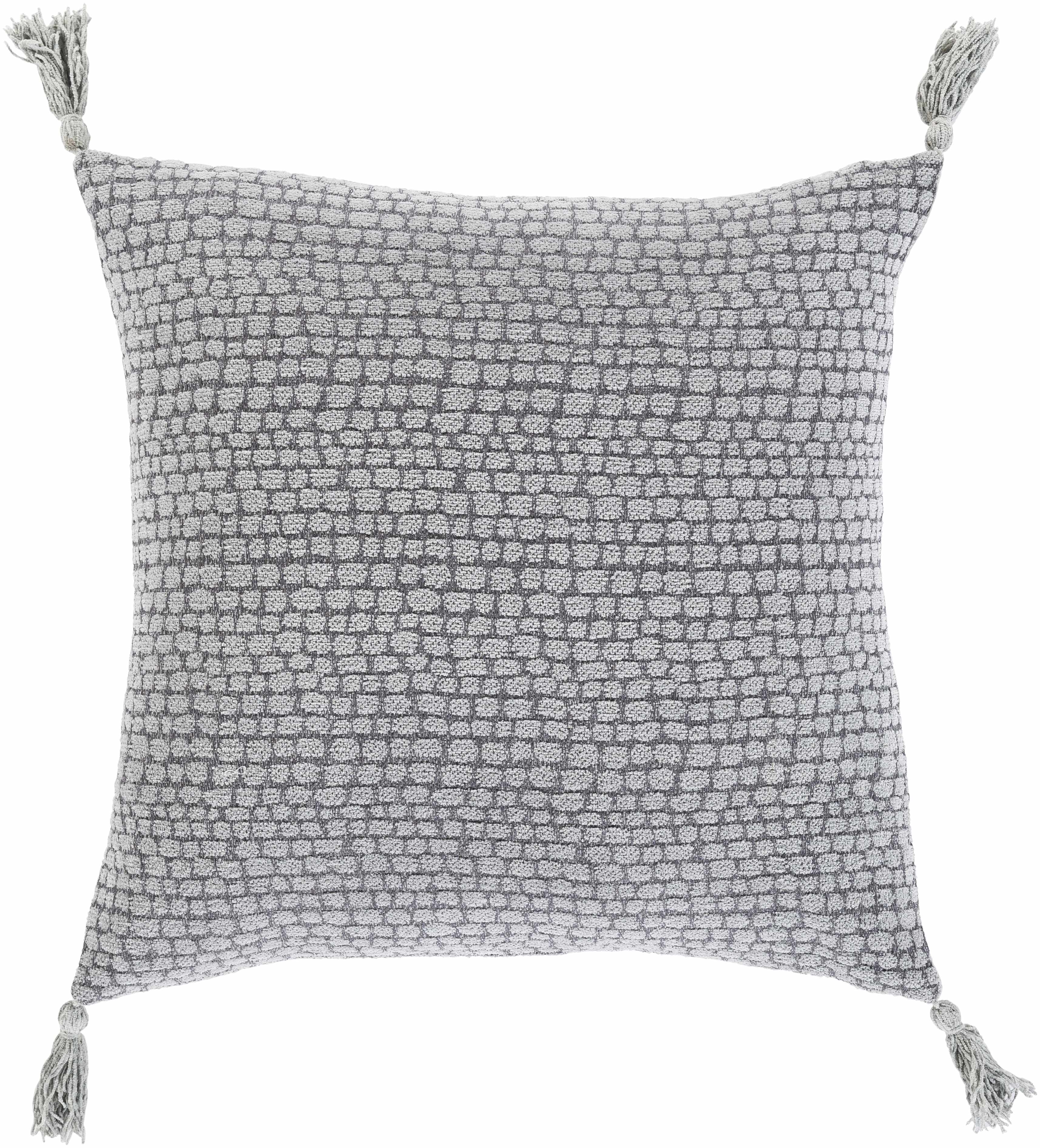 Koorda Gray Woven Tassel Mosaic Throw Pillow - Clearance-0