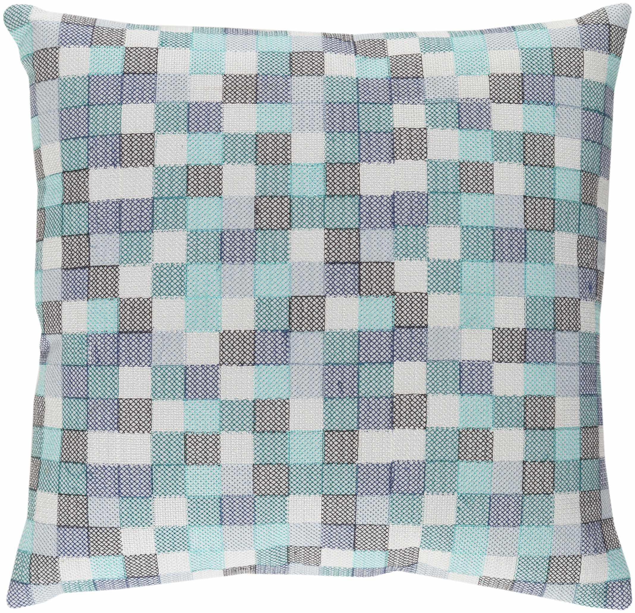 Lanagan Blue Checkered Square Pillow - Clearance - PRHOMZ