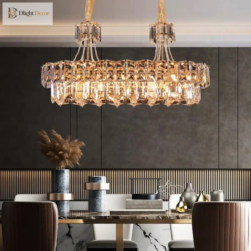 LED Crystal Gold Chandelier | Living Room Home Lighting