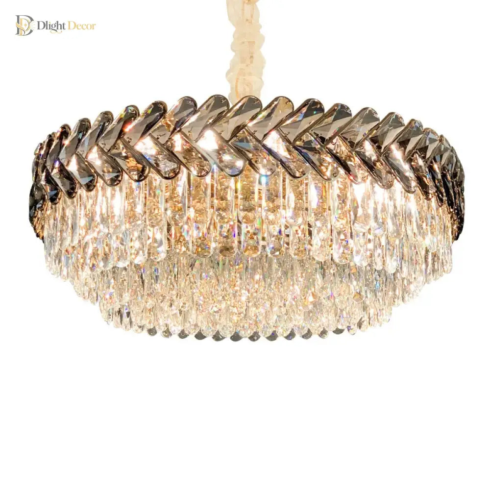 LED Crystal Gold Chandelier | Modern Living Room Lighting