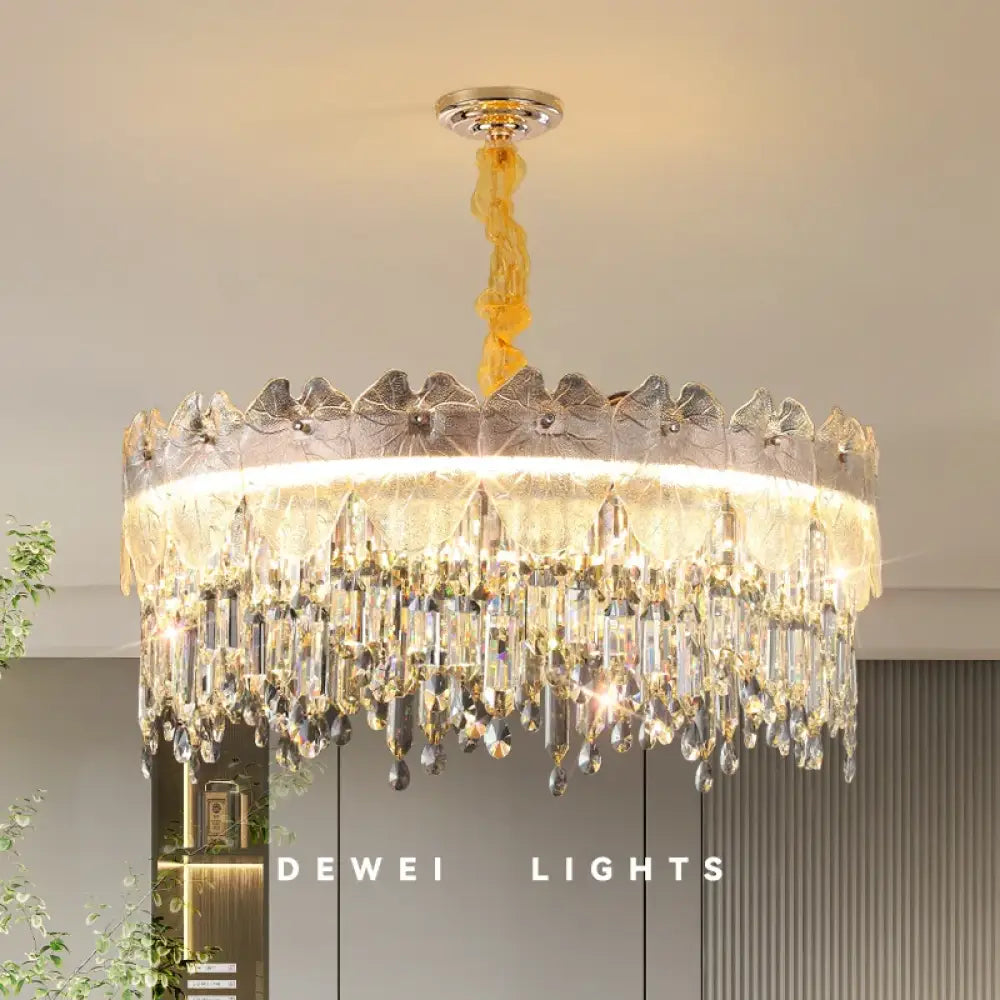 LED Modern Crystal Gold Chandelier | Kitchen Island Lighting
