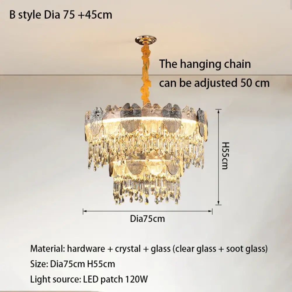 LED Modern Crystal Gold Chandelier | Kitchen Island Lighting