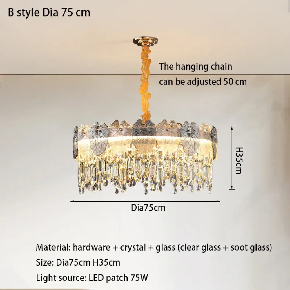 LED Modern Crystal Gold Chandelier | Kitchen Island Lighting