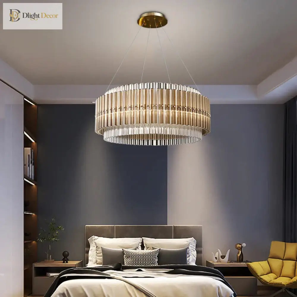 LED Modern Glass Gold Chandelier | Living Room Lighting