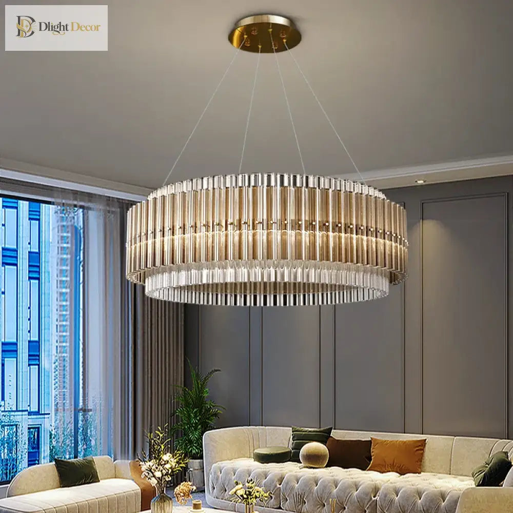 LED Modern Glass Gold Chandelier | Living Room Lighting