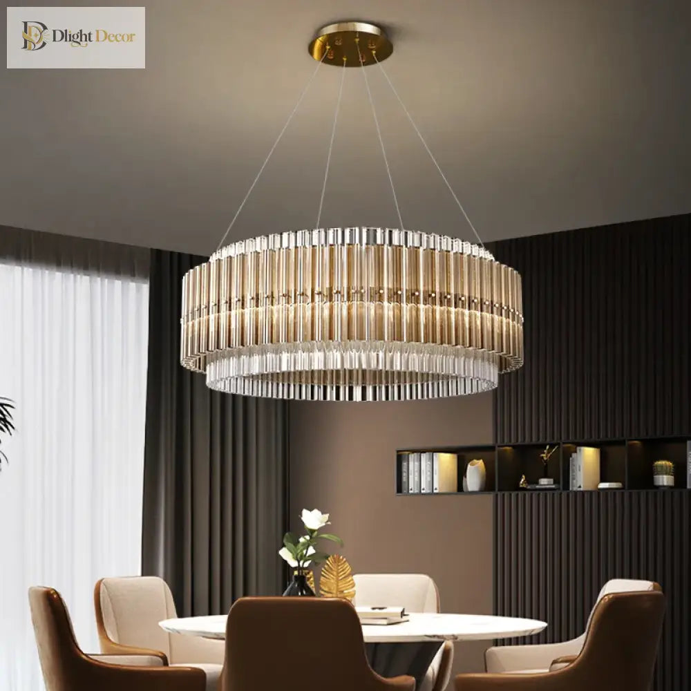 LED Modern Glass Gold Chandelier | Living Room Lighting
