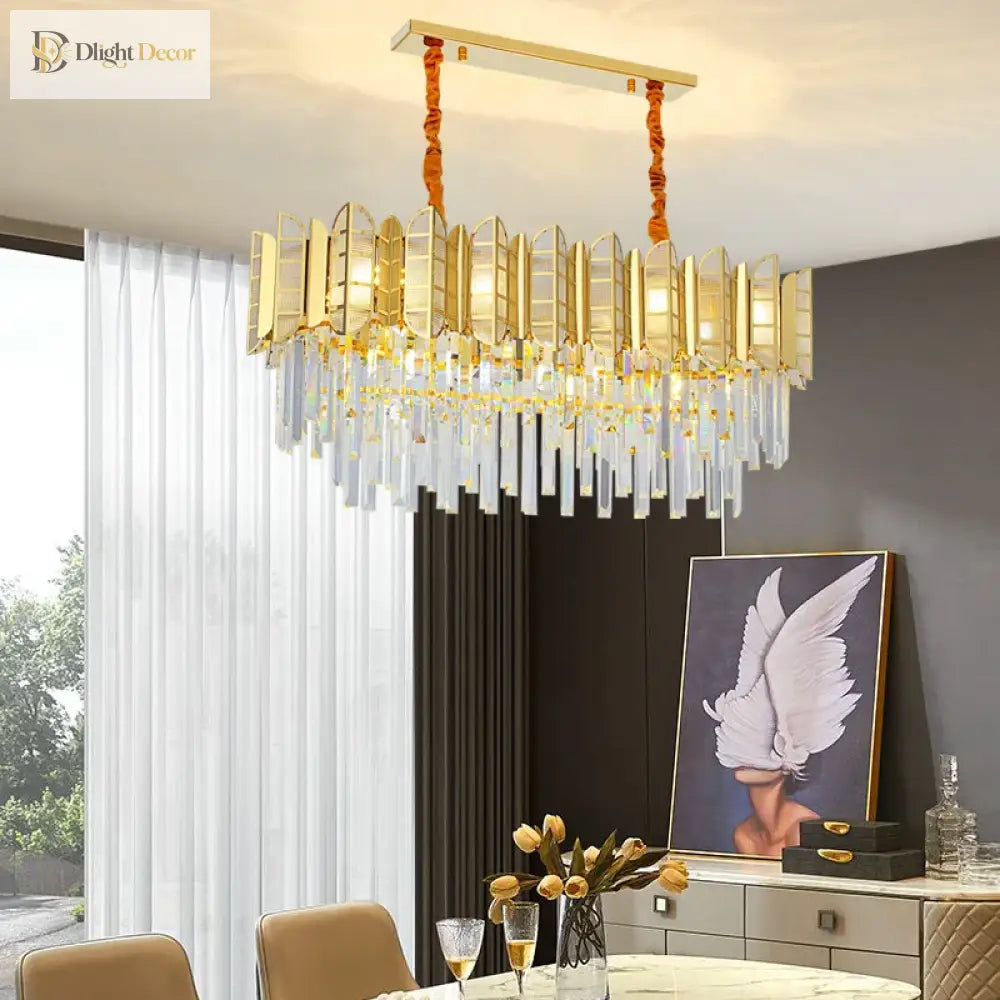 LED Stainless Crystal Chandelier | Dining Room Lighting