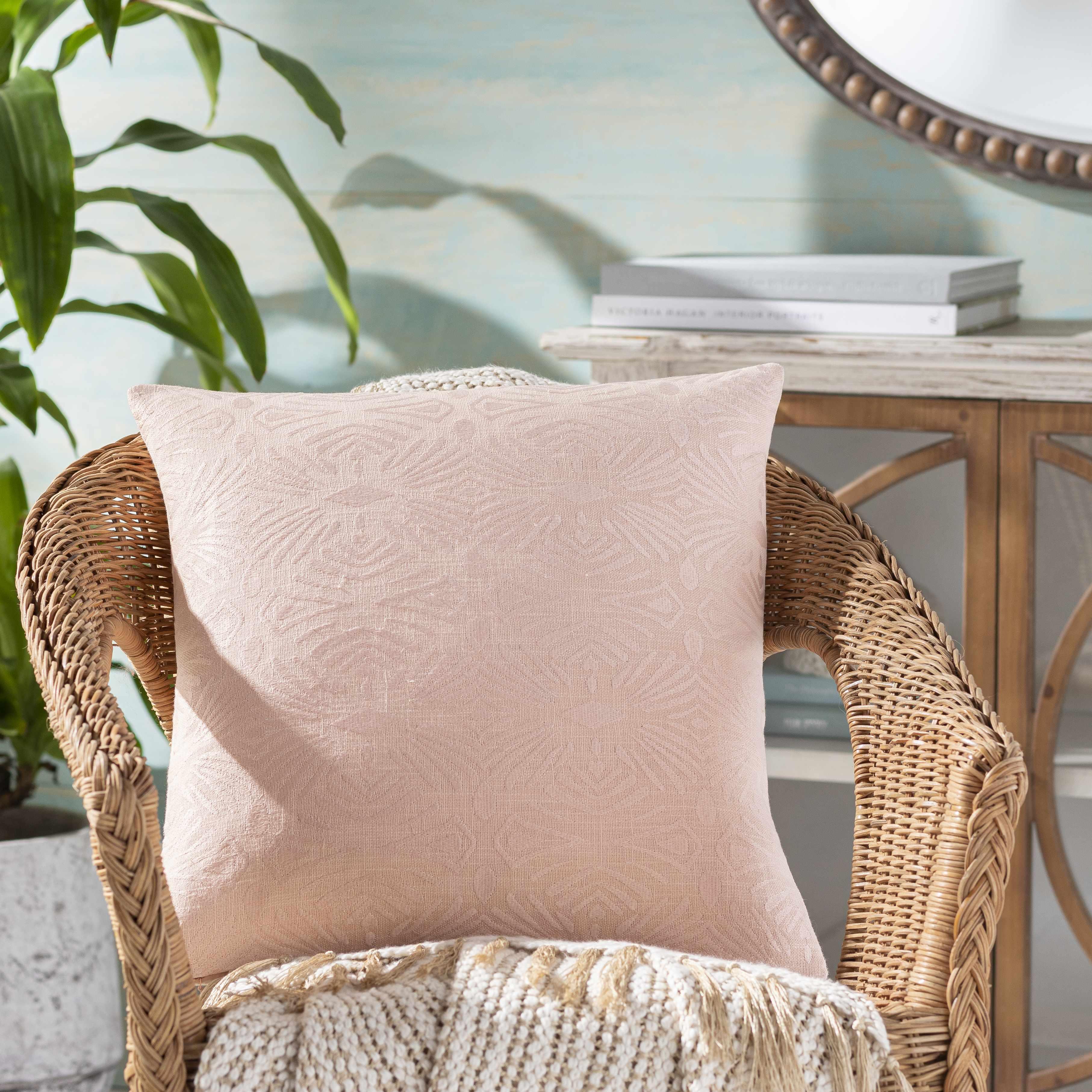 Leiston Peach Geometric Square Pillow - Clearance - PRHOMZ