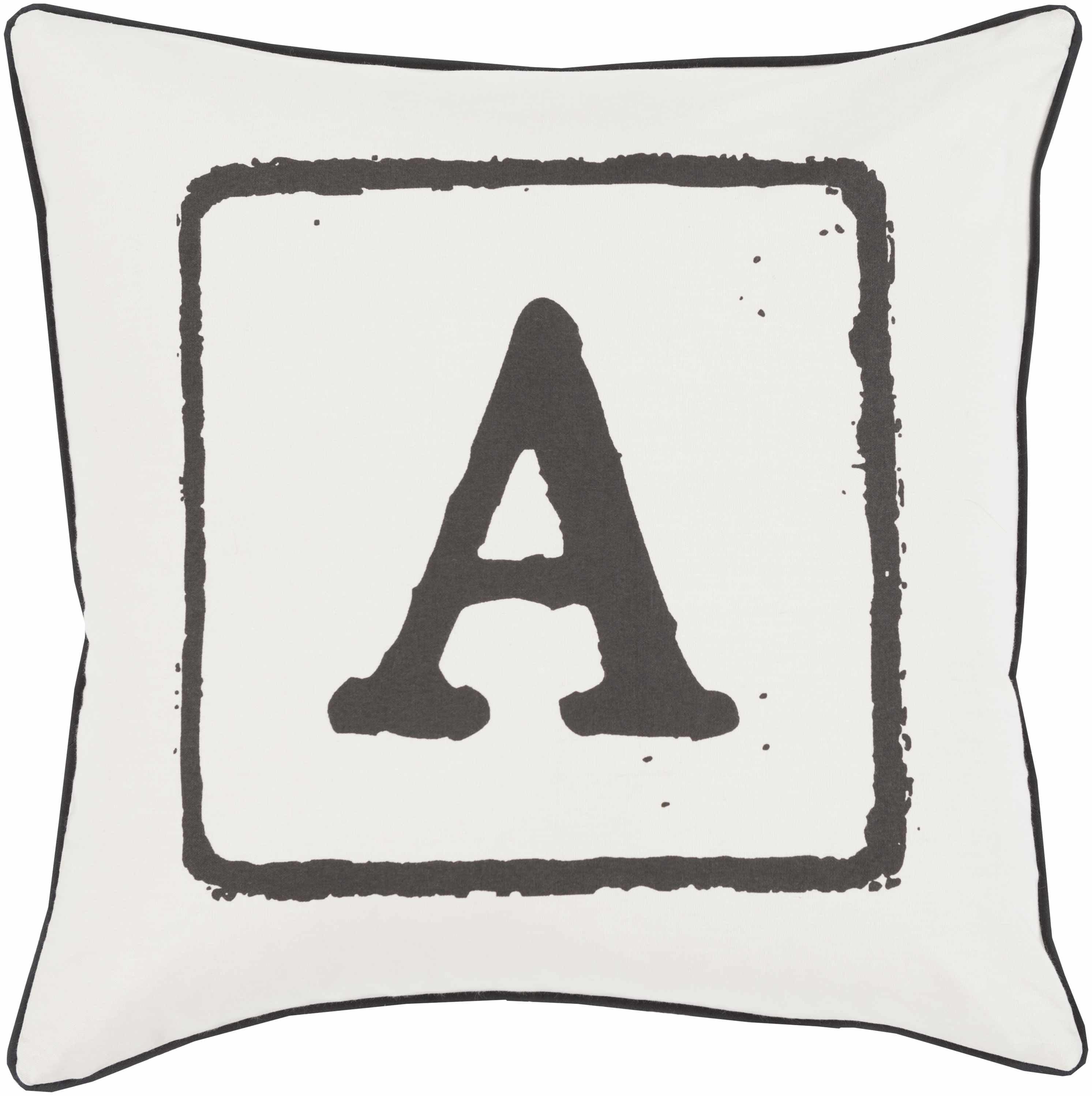 Loganlea Black & White Letter A Throw Pillow - Clearance - PRHOMZ