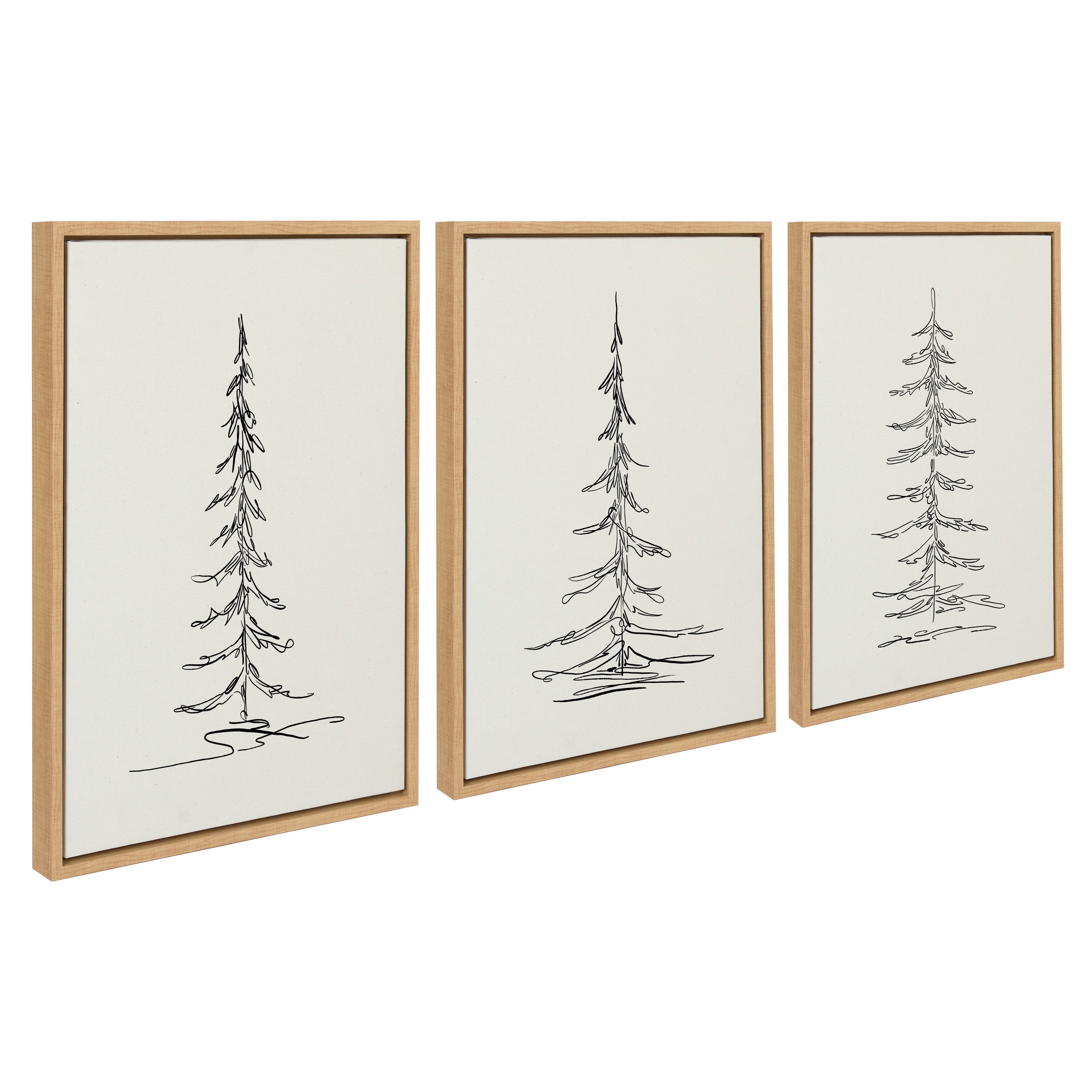 Sylvie Minimalist Evergreen Trees Framed Canvas Set by The Creative Bunch Studio