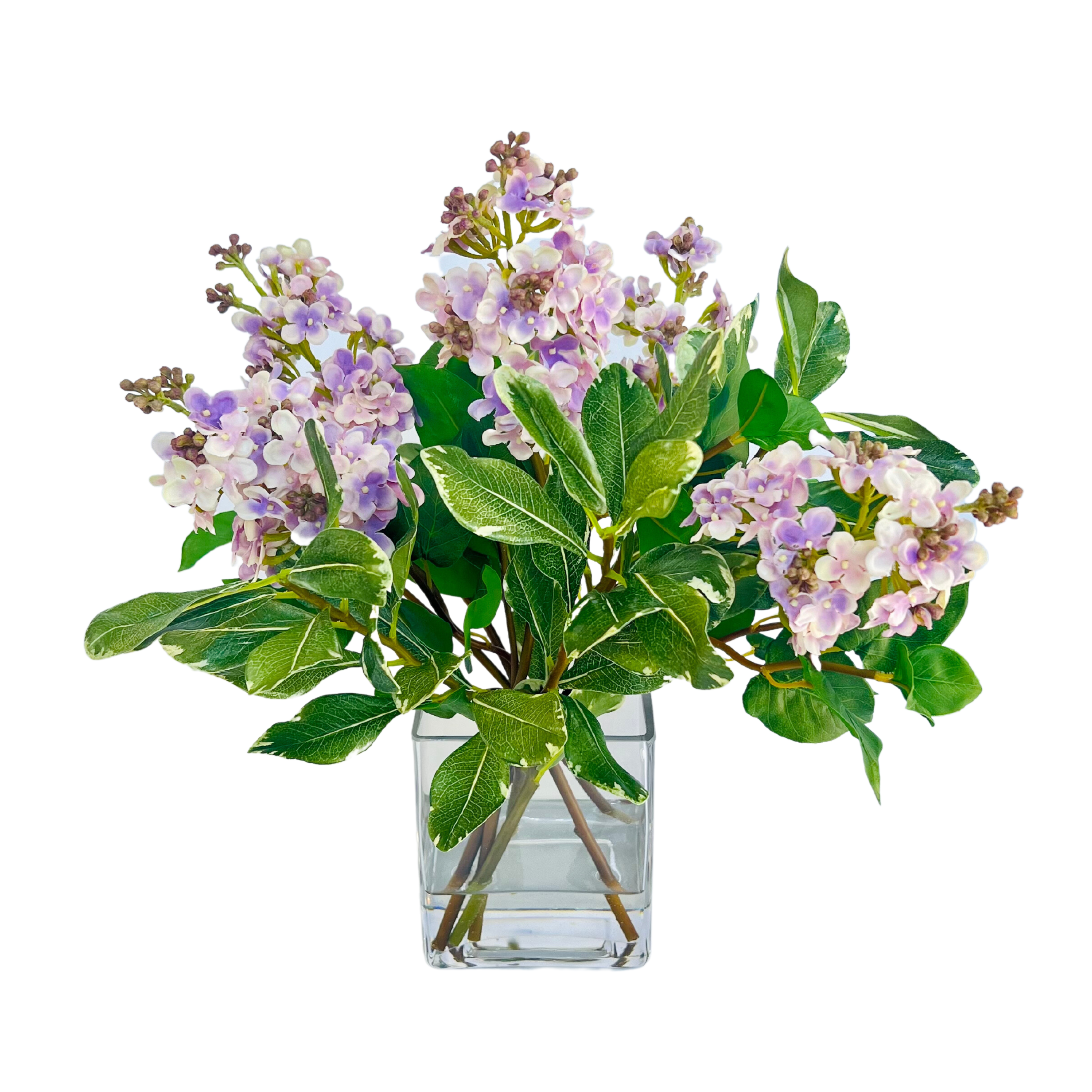 Faux Lilac Flower Arrangement Centerpiece - 15"-0