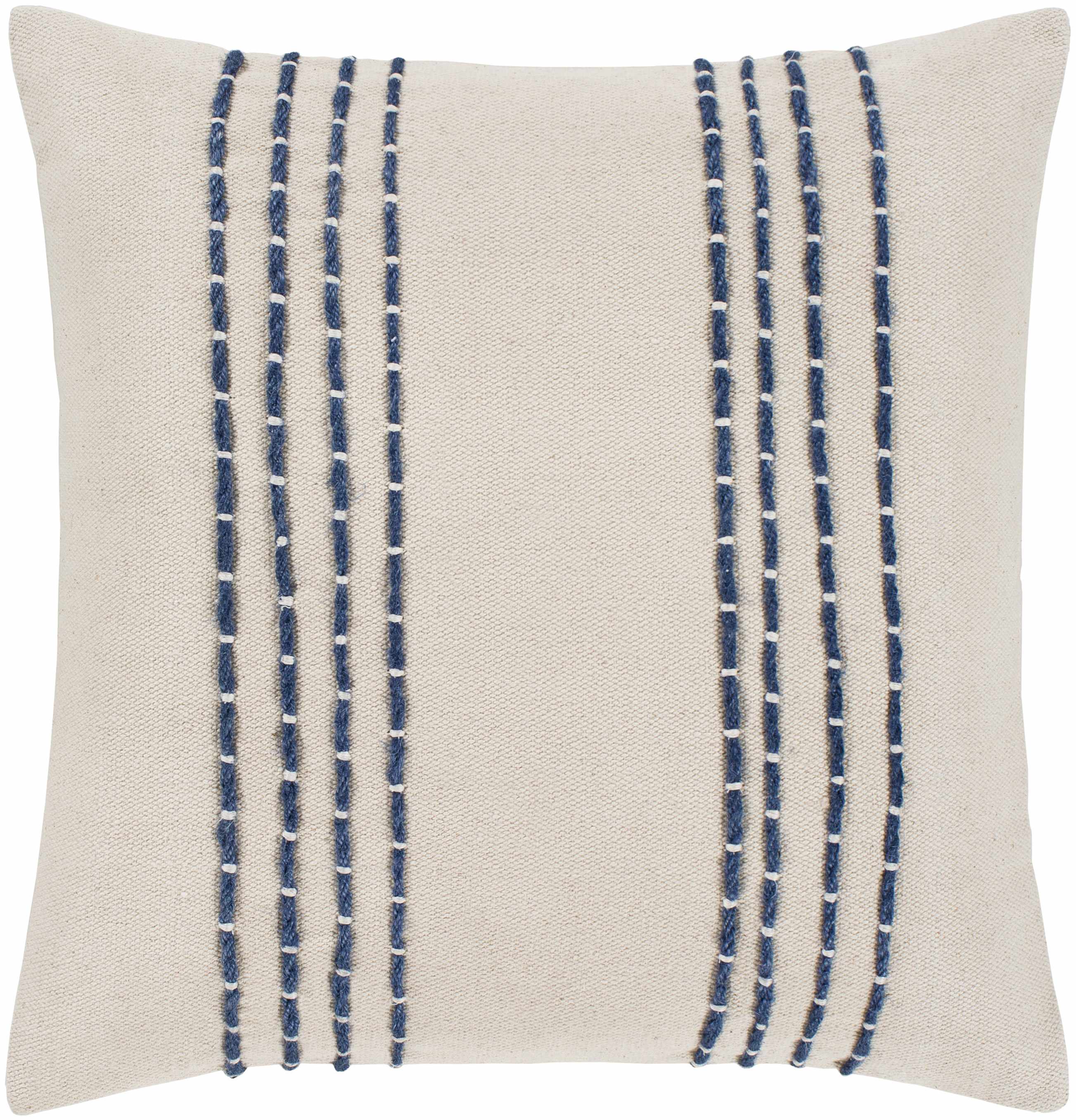 Listie Beige Navy Striped Accent Pillow-1