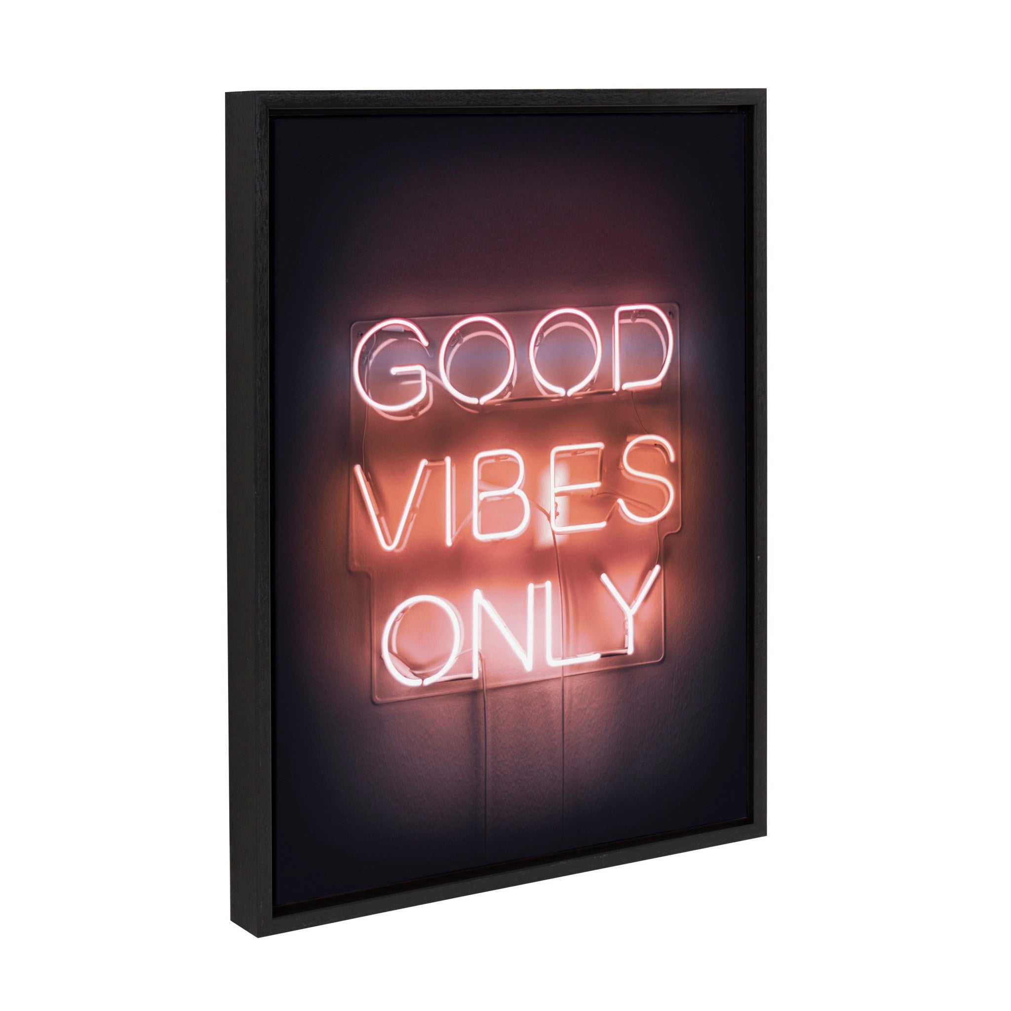 Sylvie Good Vibes Only Neon Sign Framed Canvas by The Creative Bunch Studio