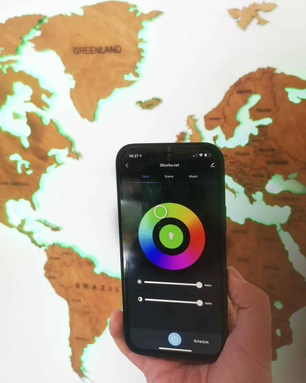 LED illuminated wooden world map classic - PRHOMZ