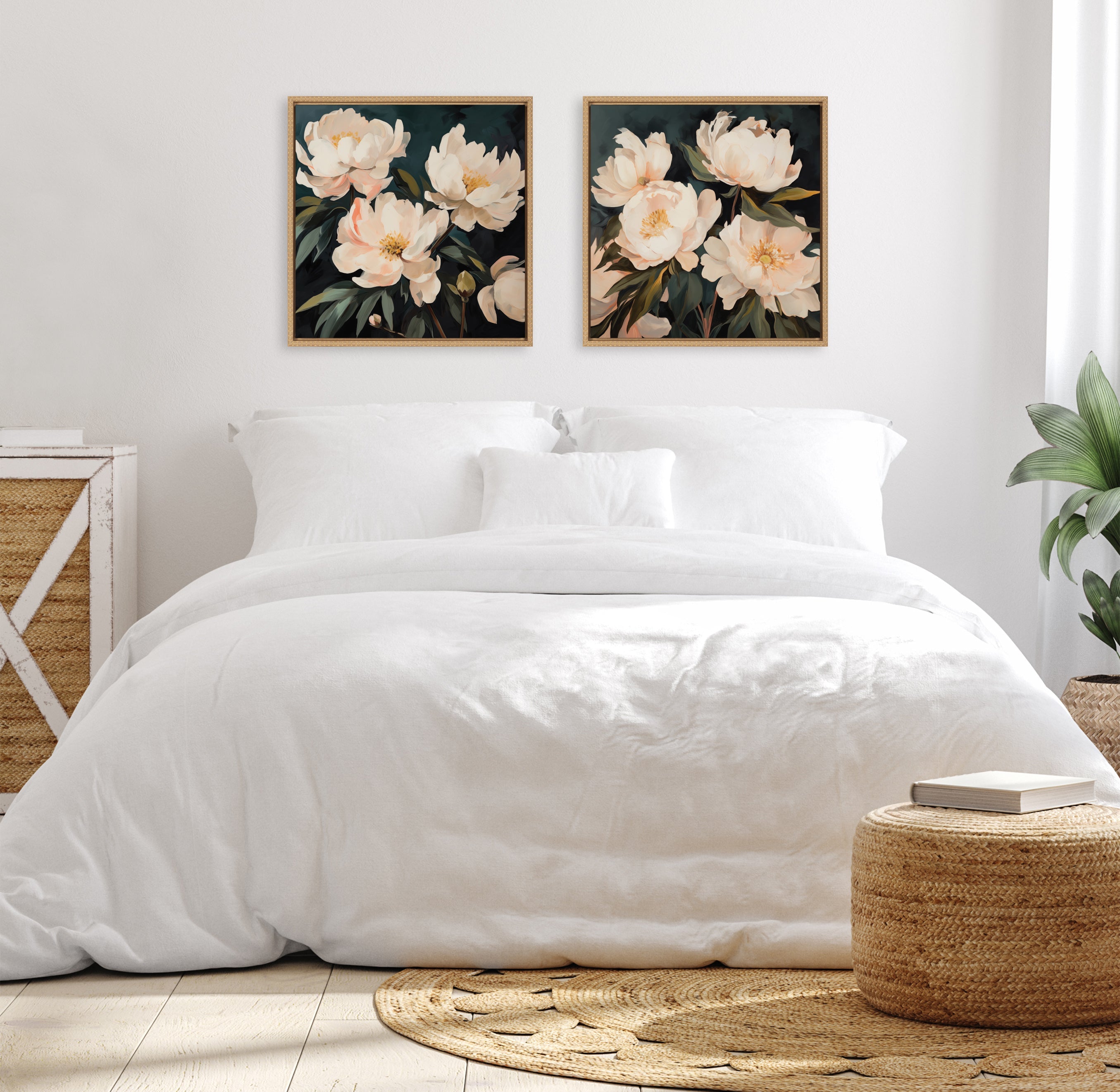 Sylvie Beautiful Painterly Floral Bouquets Framed Canvas Art Set by The Creative Bunch Studio
