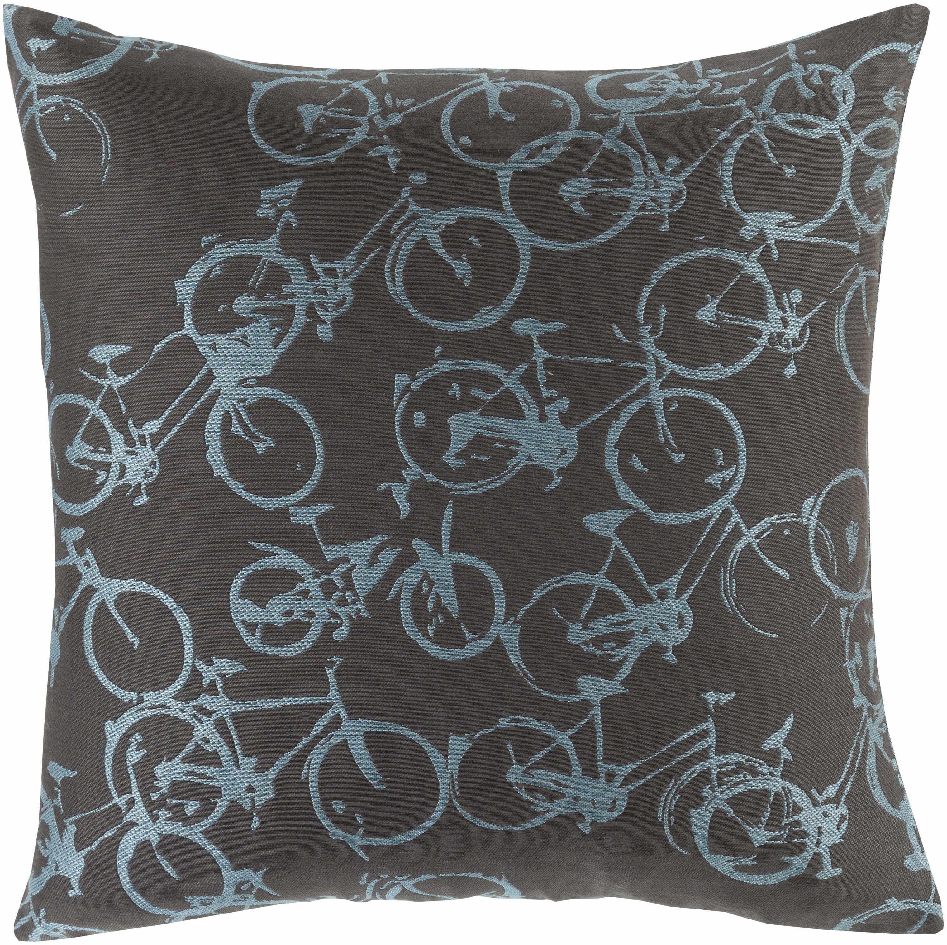 Landisburg Blue Bicycle Pattern Throw Pillow - Clearance-0
