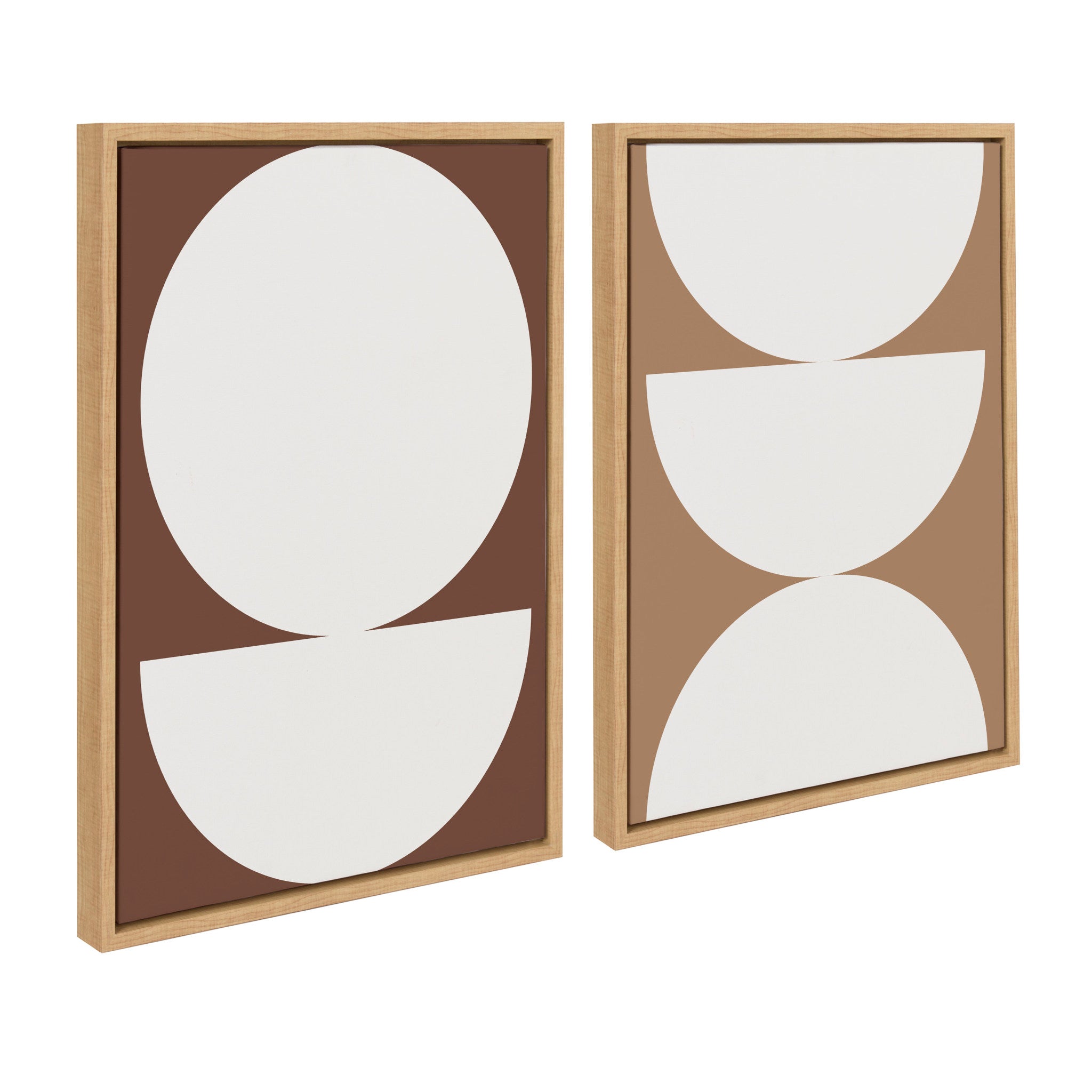 Sylvie Earthy Boho Geometric 1 Brown and Earthy Boho Geometric 2 Terra Cotta Framed Canvas by The Creative Bunch Studio