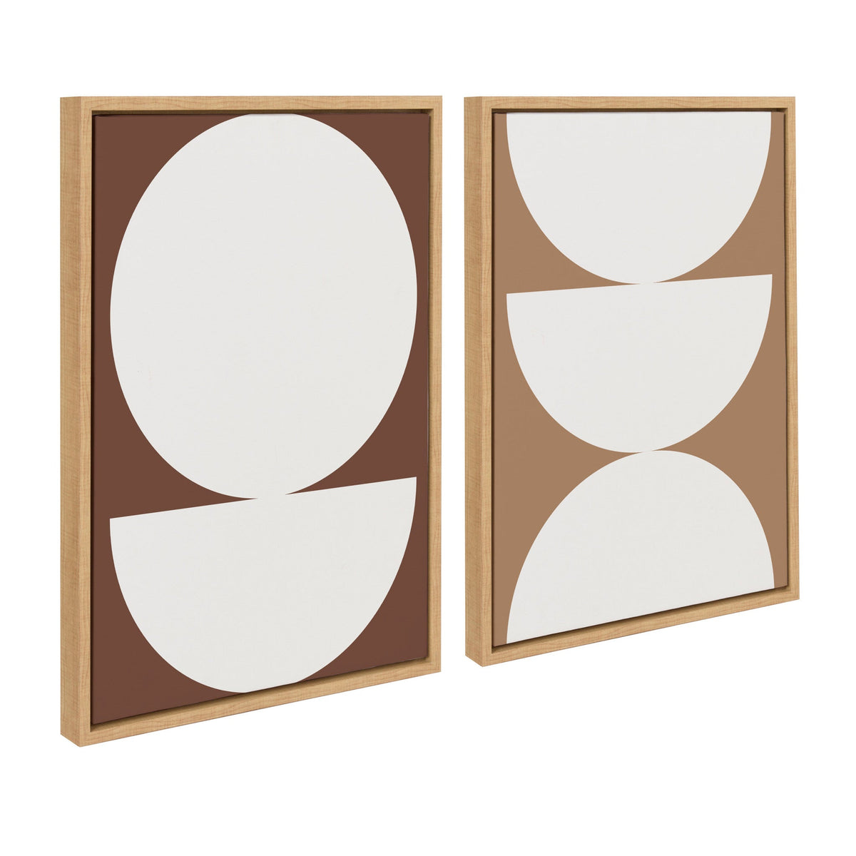 Sylvie Earthy Boho Geometric 1 Brown and Earthy Boho Geometric 2 Terra Cotta Framed Canvas by The Creative Bunch Studio