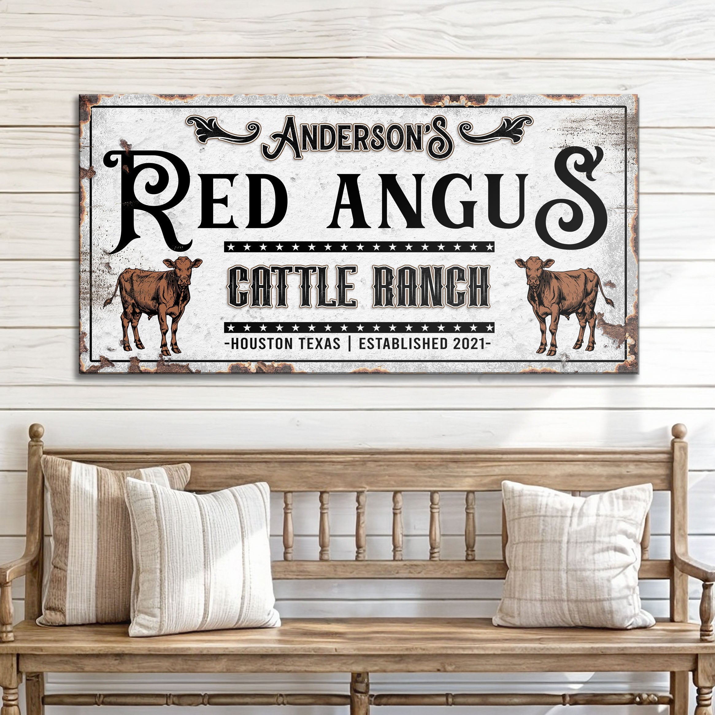 Personalized Red Angus Cattle Sign