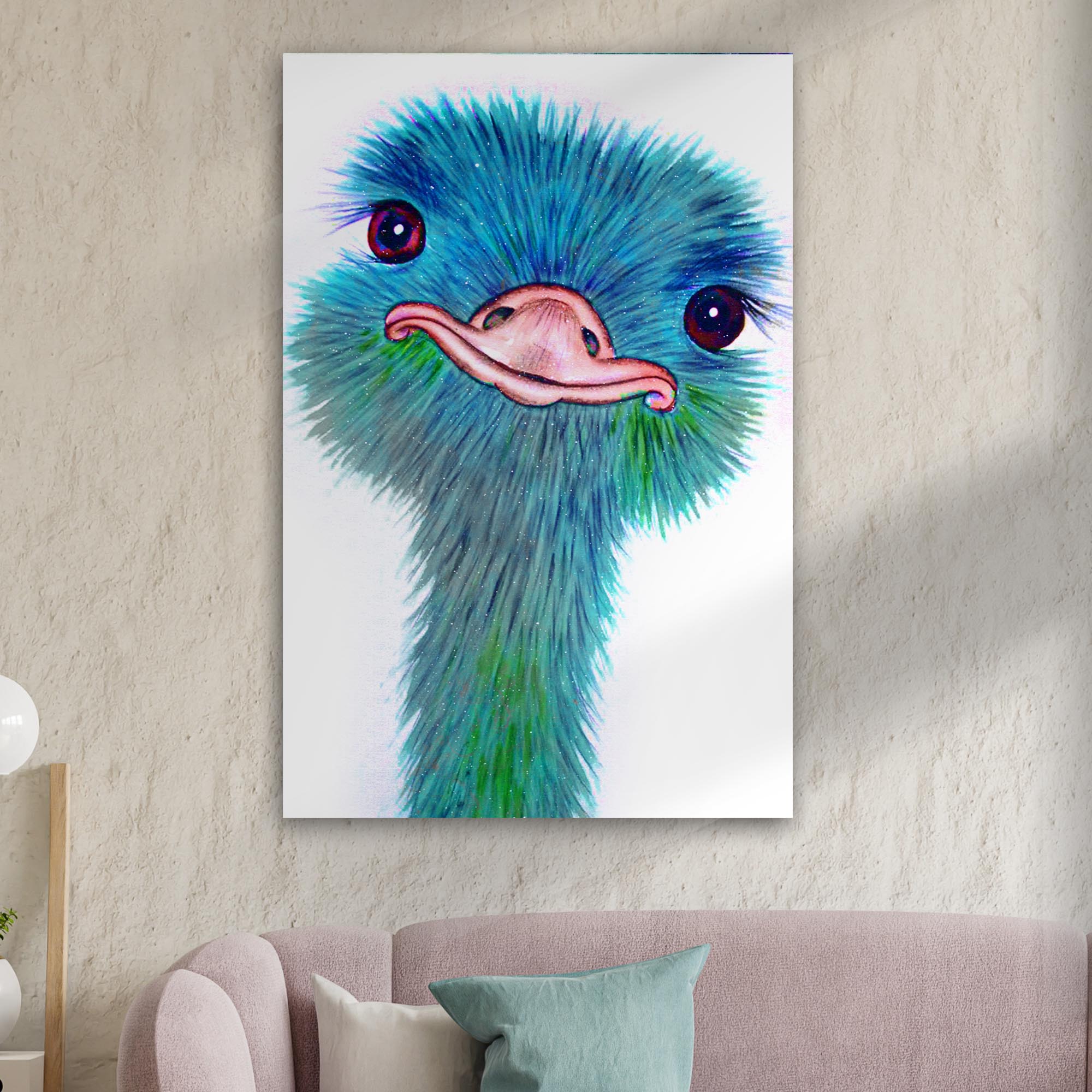 Watercolor Ostrich Canvas Wall Art