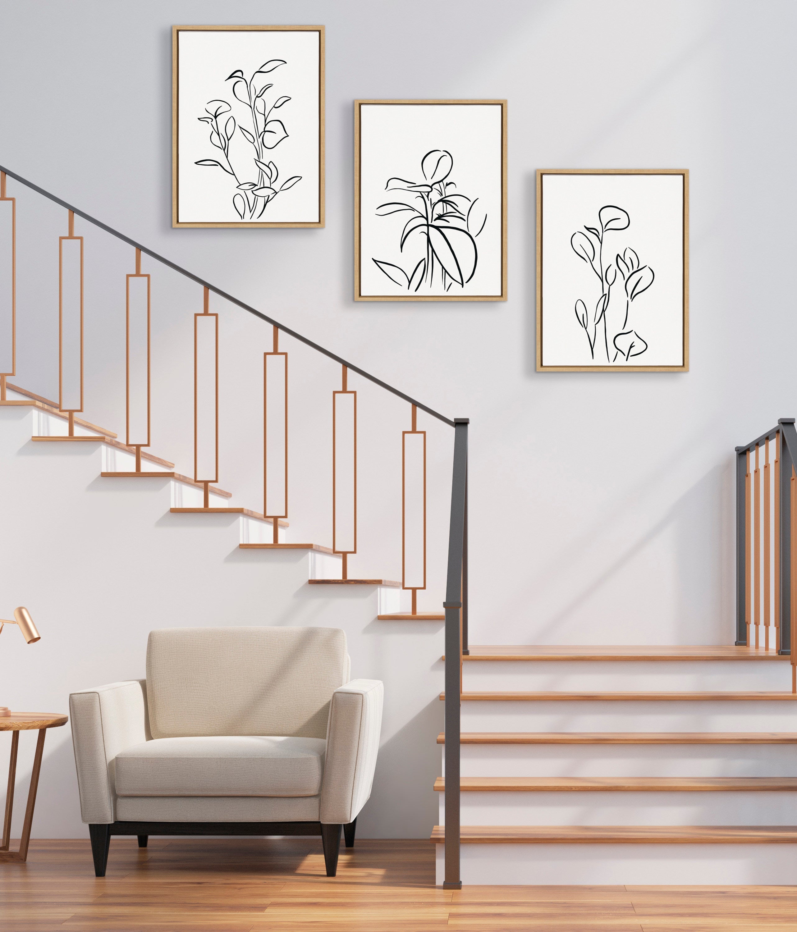 Sylvie Botanical Sketch Print No 1 Framed Canvas by The Creative Bunch Studio