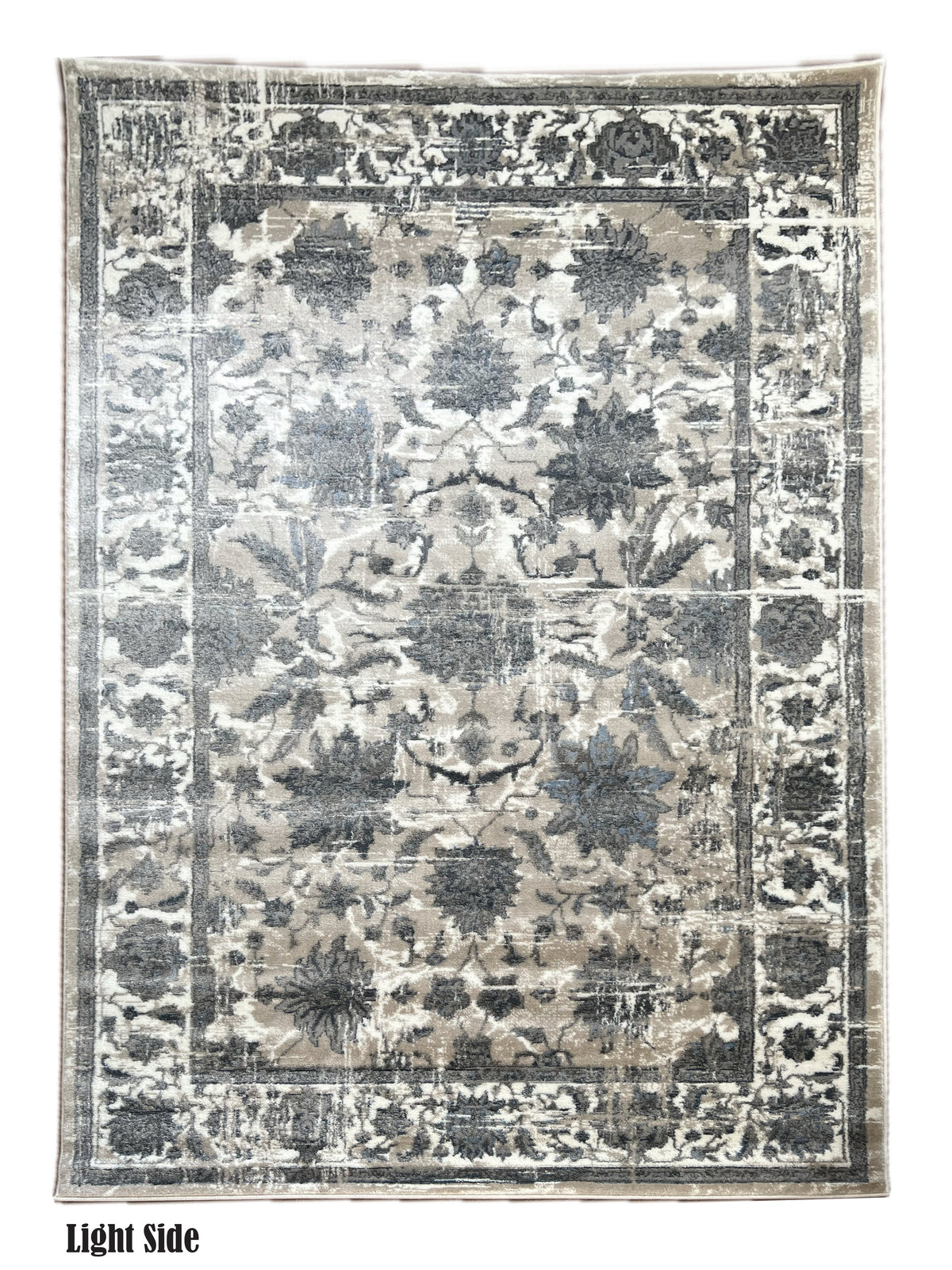 ROY's Home Navy Big Flower Area Rugs, Vintage Effect Lines