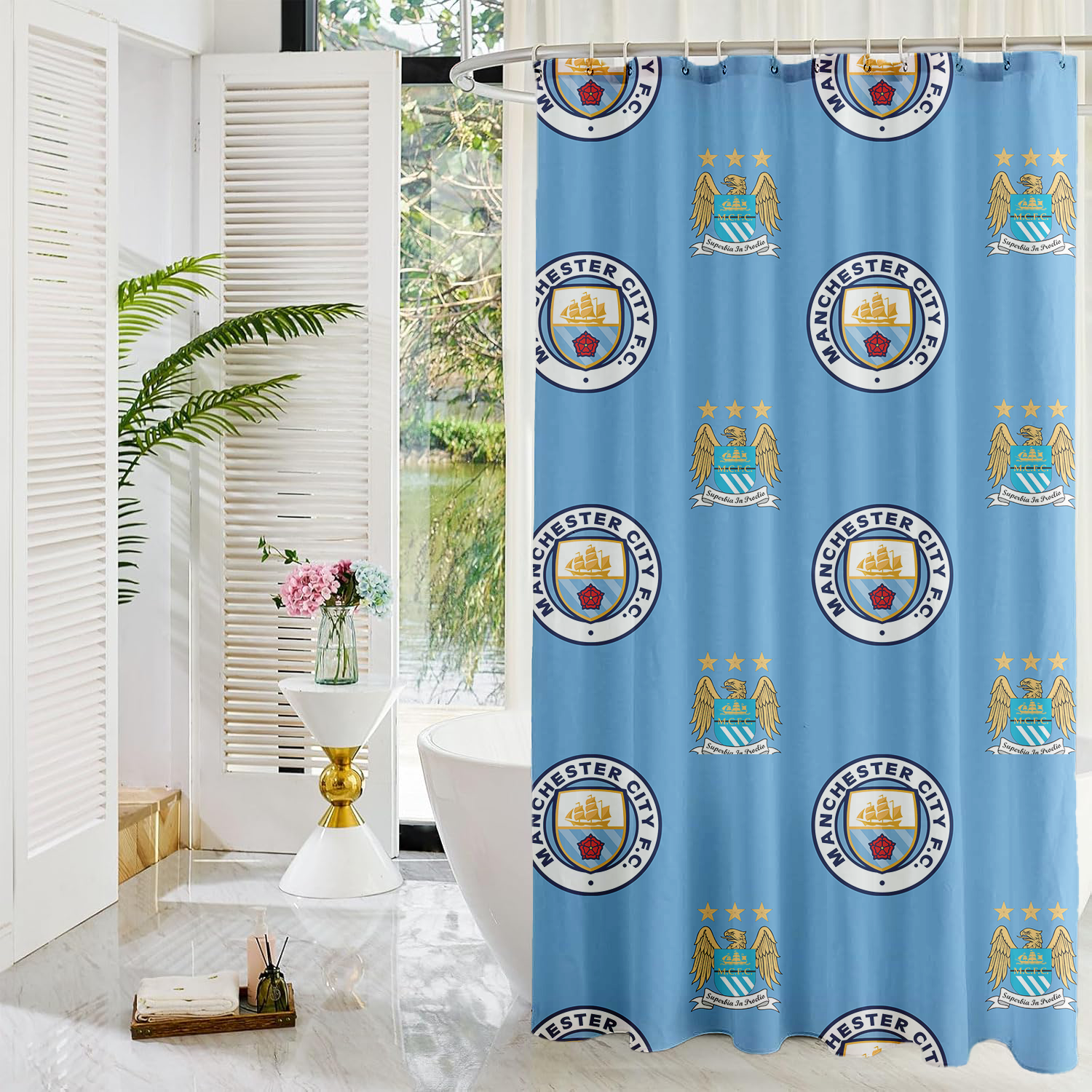 Manchester City FC Shower Curtain | Sky Blue | Bathroom Decor | Licensed-0