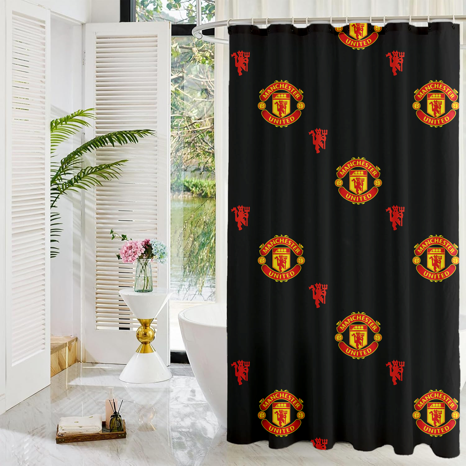 Manchester United FC Shower Curtain | Red & Black | Various Sizes | UK-0