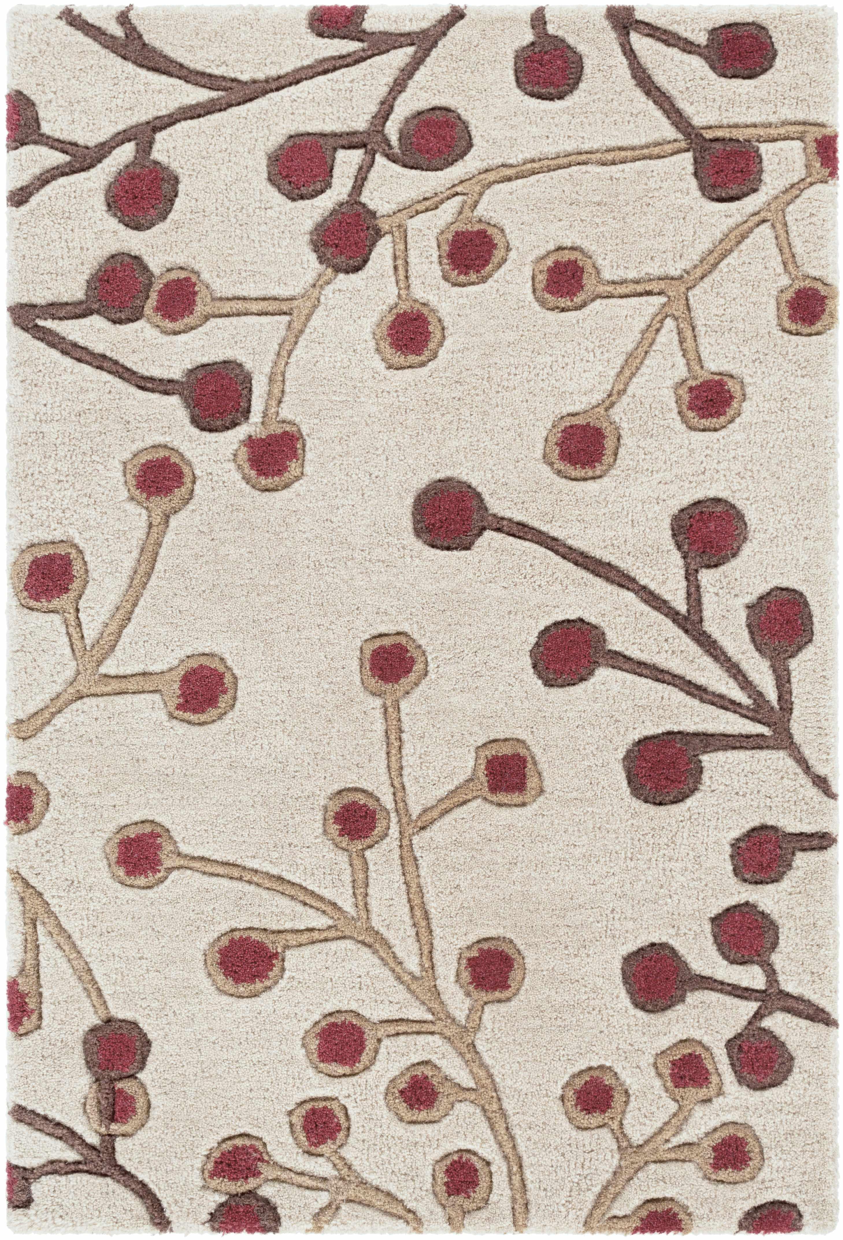 Elsu Beige&Burgandy Wool Rug - PRHOMZ