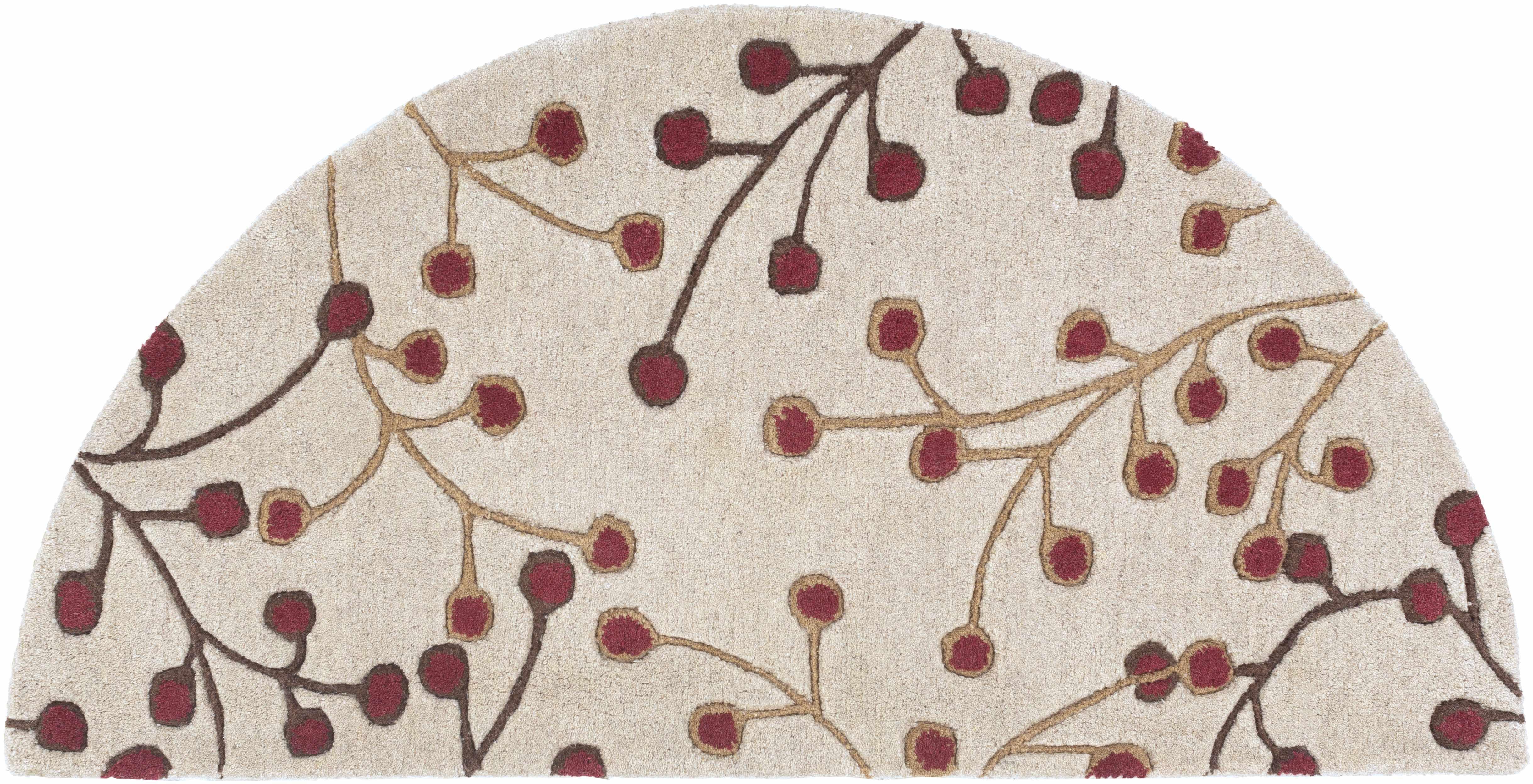 Elsu Beige&Burgandy Wool Rug - PRHOMZ