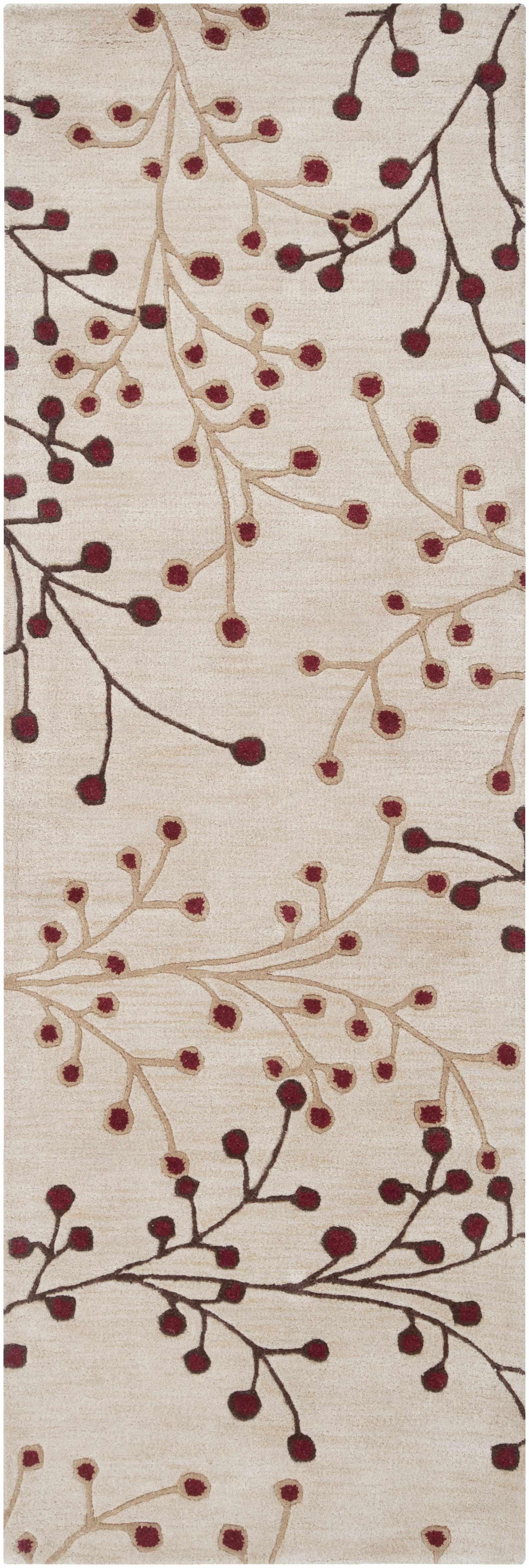 Elsu Beige&Burgandy Wool Rug - PRHOMZ